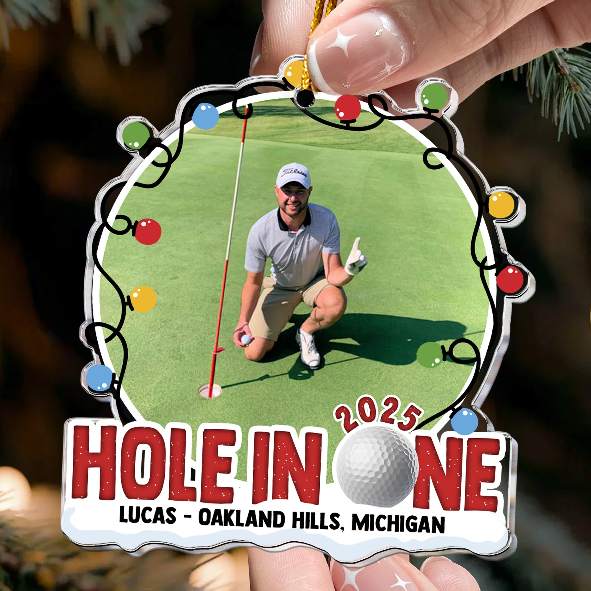 Hole In One - Personalized Acrylic Photo Ornament - Image 2