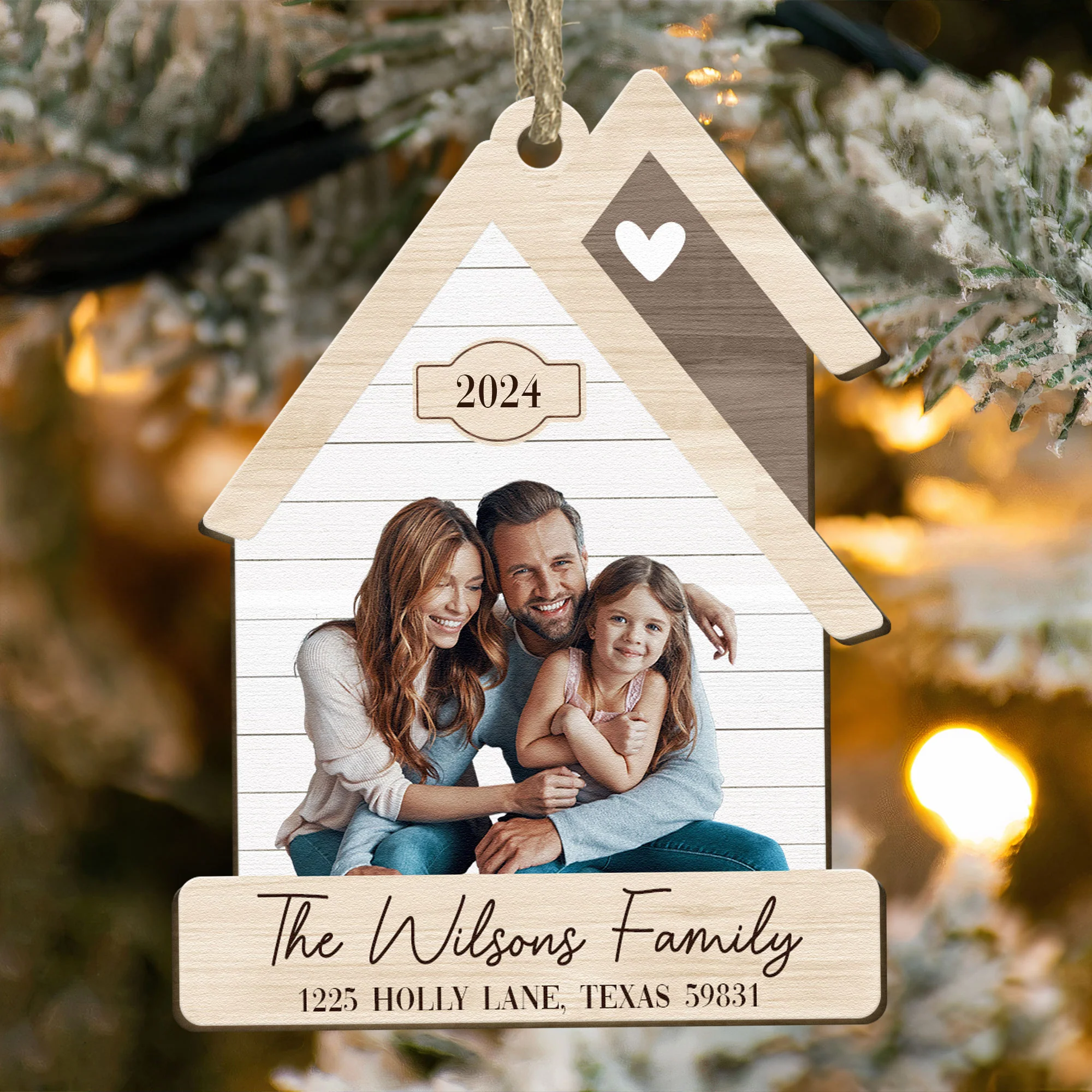 Home 2024 - Personalized Wooden Photo Ornament - Image 2