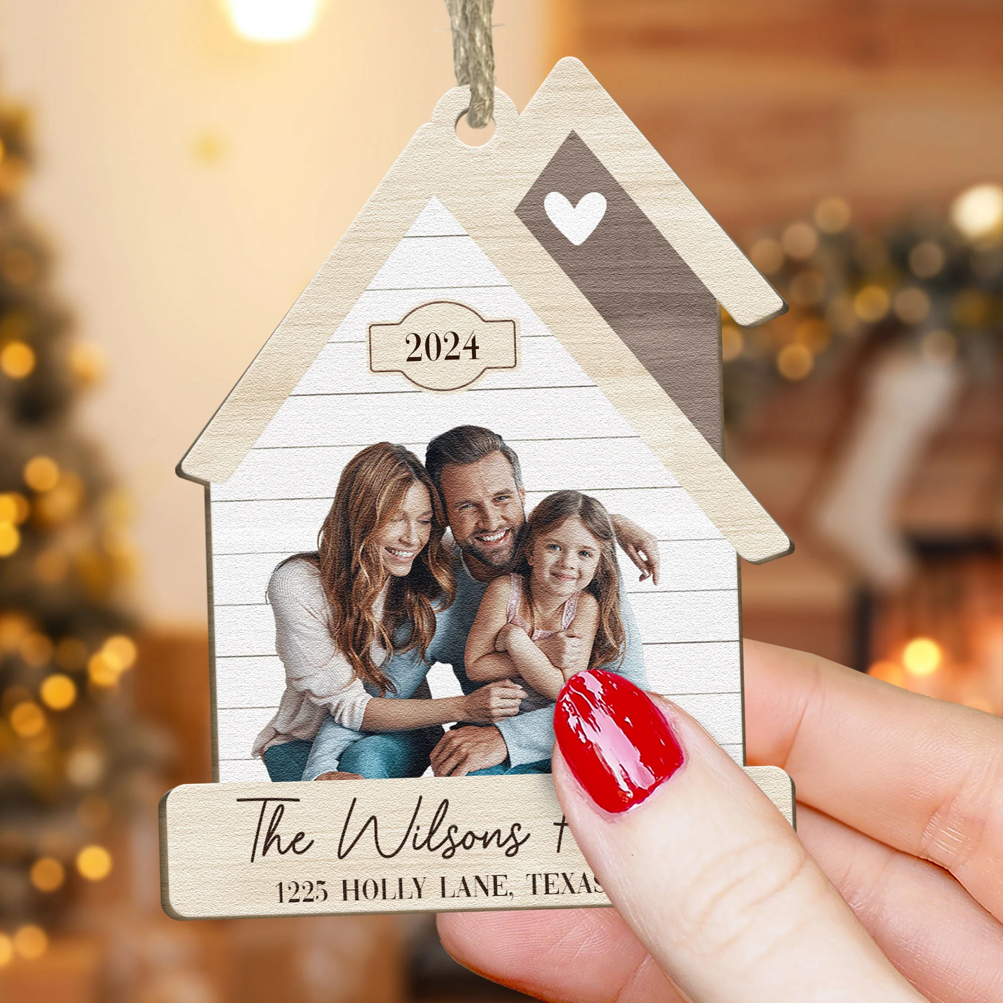 Home 2024 - Personalized Wooden Photo Ornament - Image 4