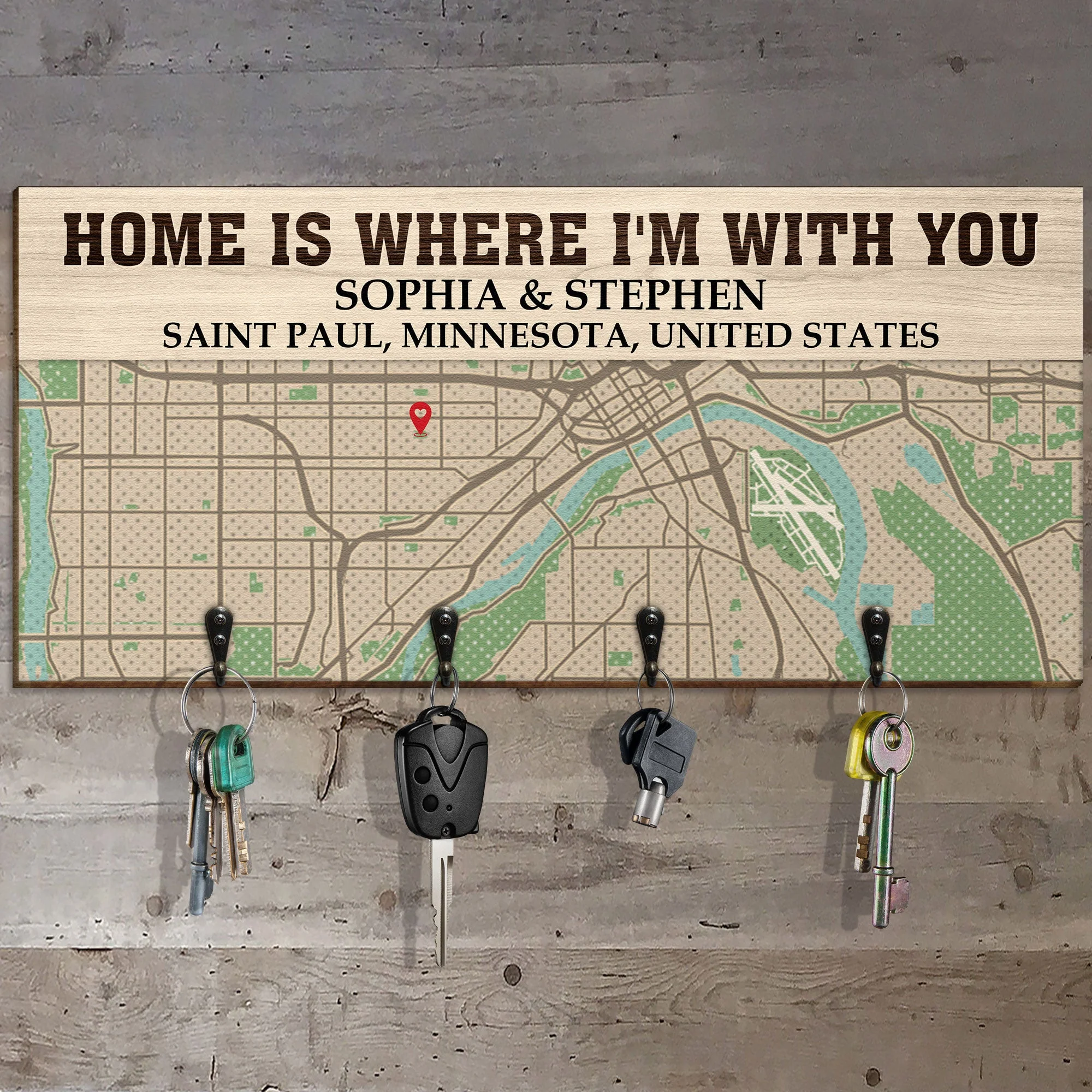 Home Is Where I'm With You - Personalized Key Holder - Image 3