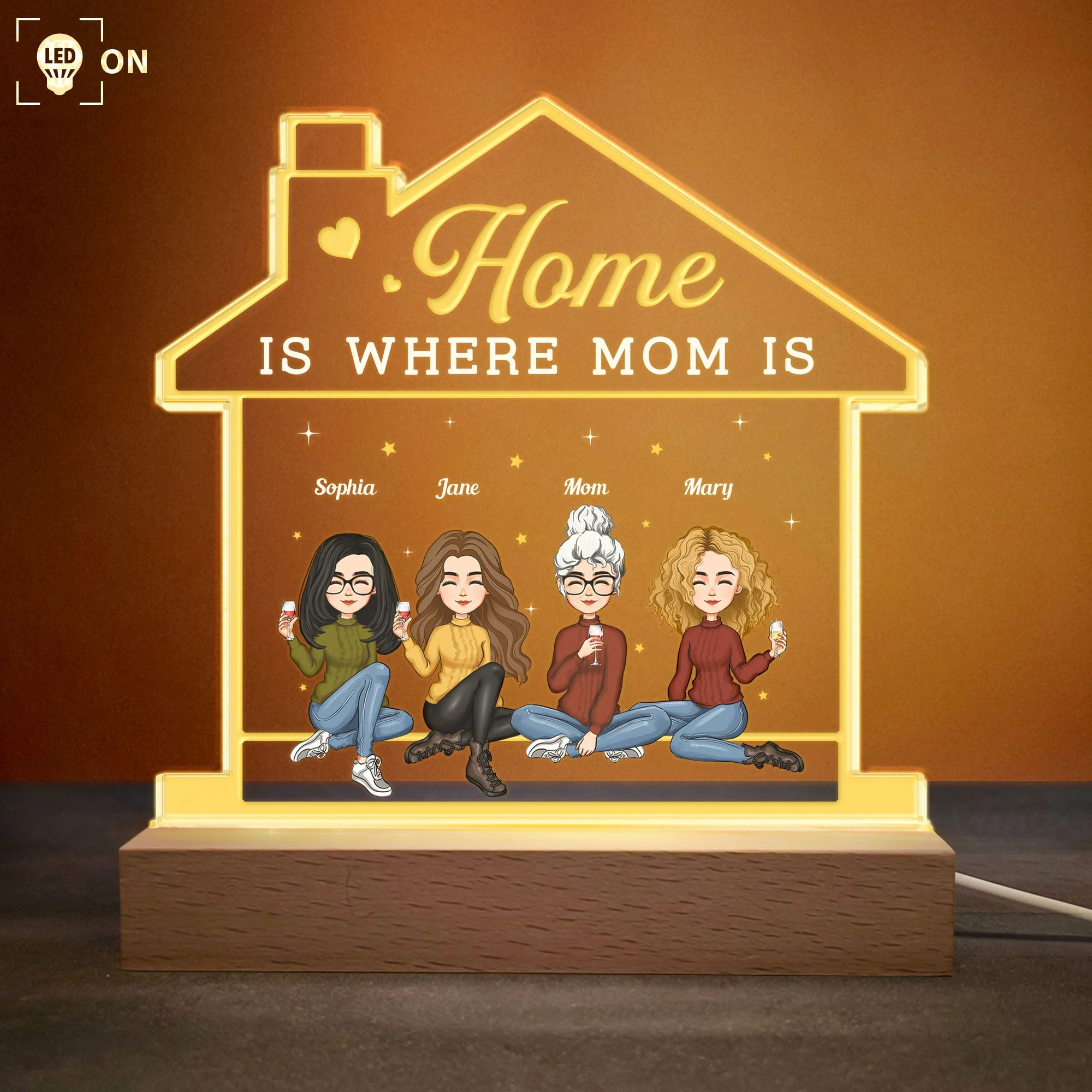 Home Is Where Mom Is - Personalized LED Light