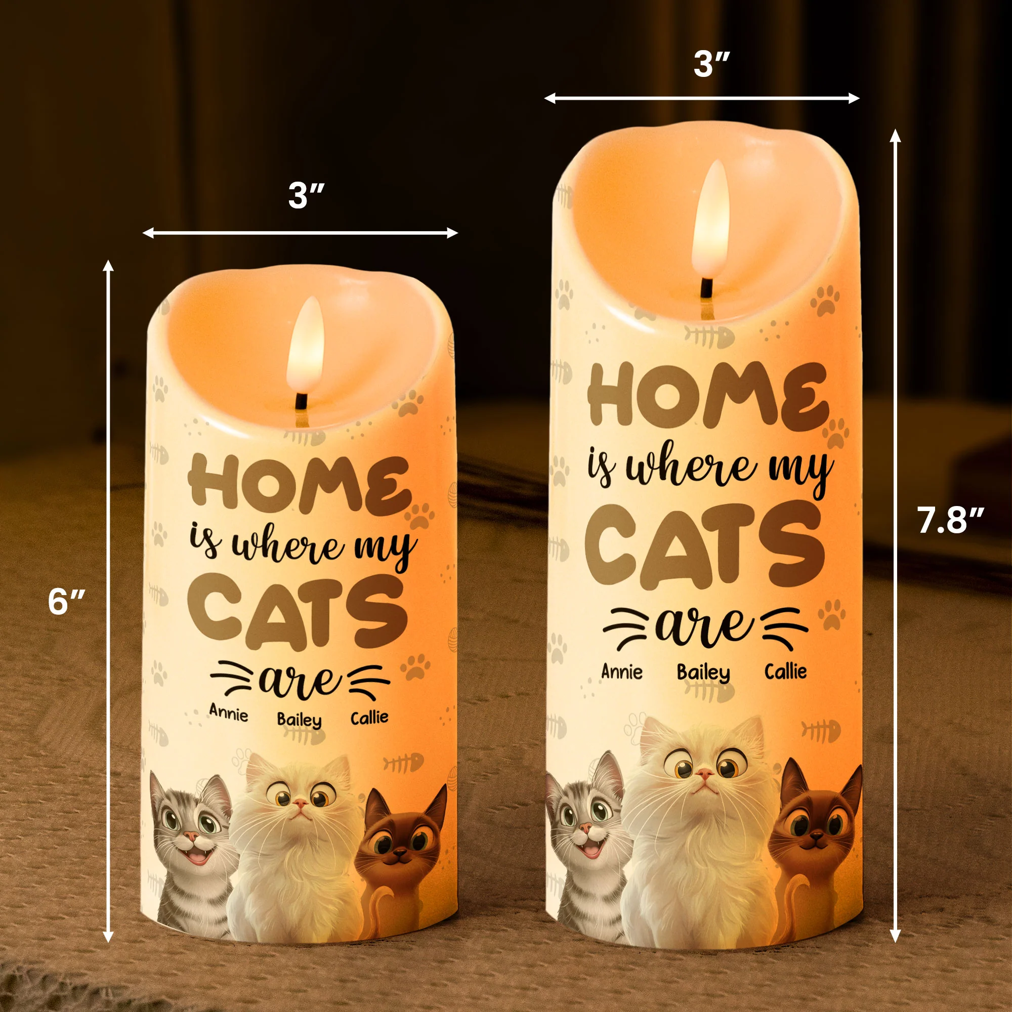Home Is Where My Cats Are - Personalized LED Candle - Image 5