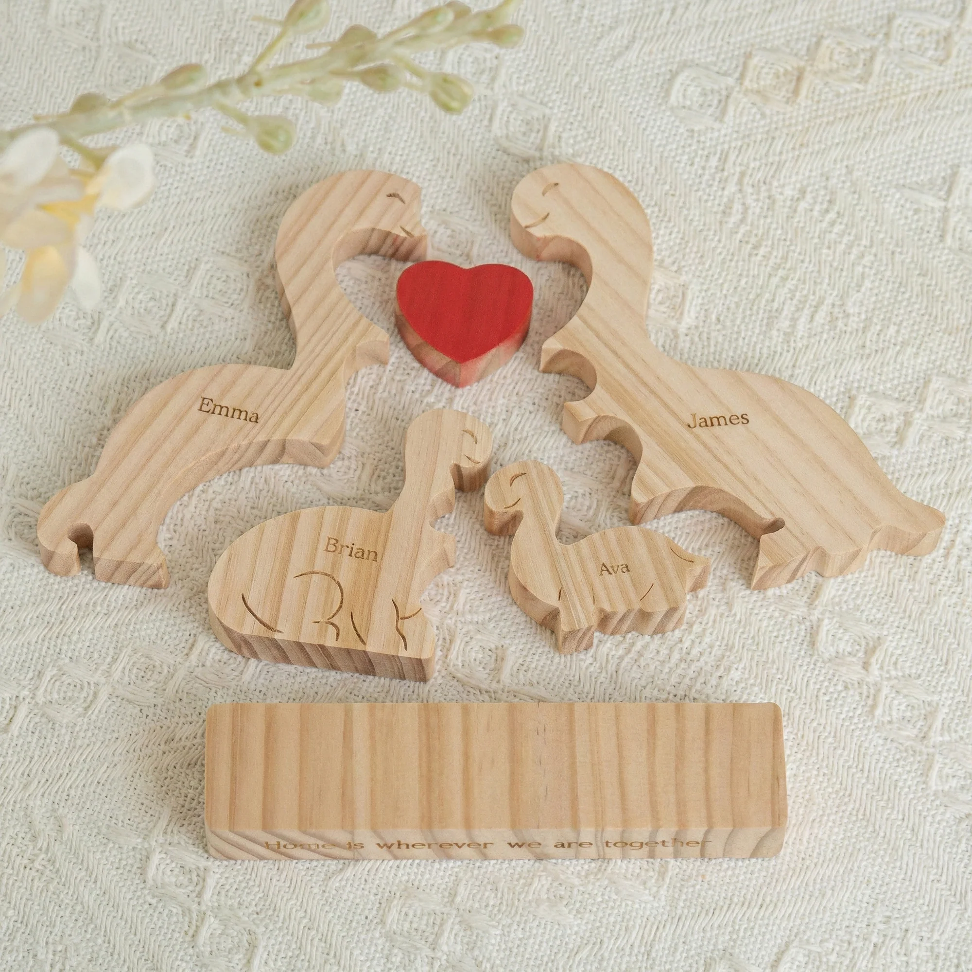 Home Is Where We Are Together Dinosaur Family Puzzle - Personalized Wooden Family Puzzle - Image 4