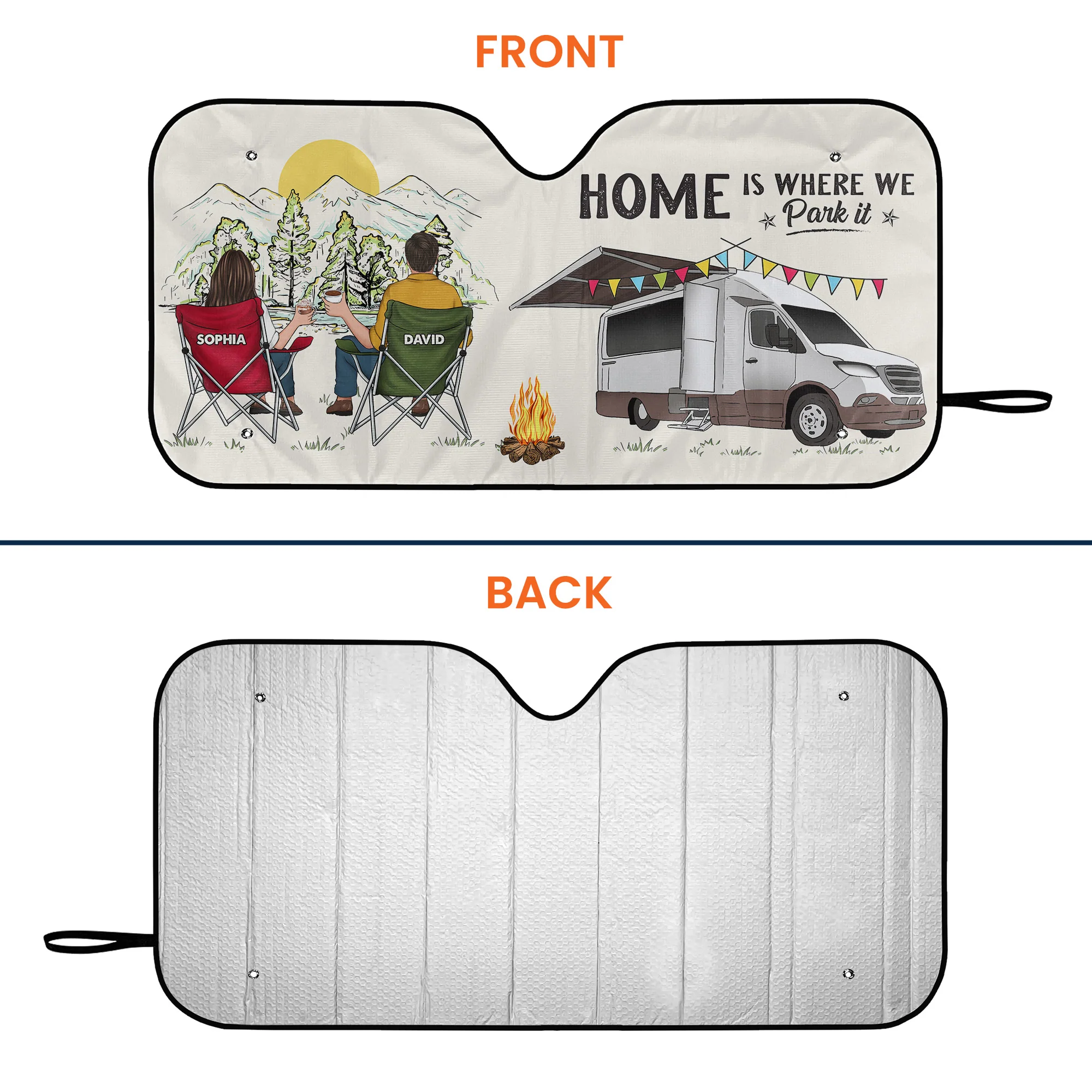 Home Is Where We Park It - Personalized Car Sun Shade - Image 3