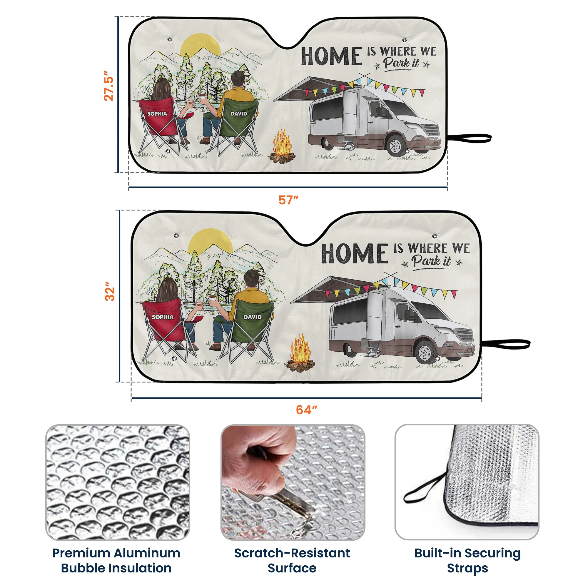 Home Is Where We Park It - Personalized Car Sun Shade - Image 5