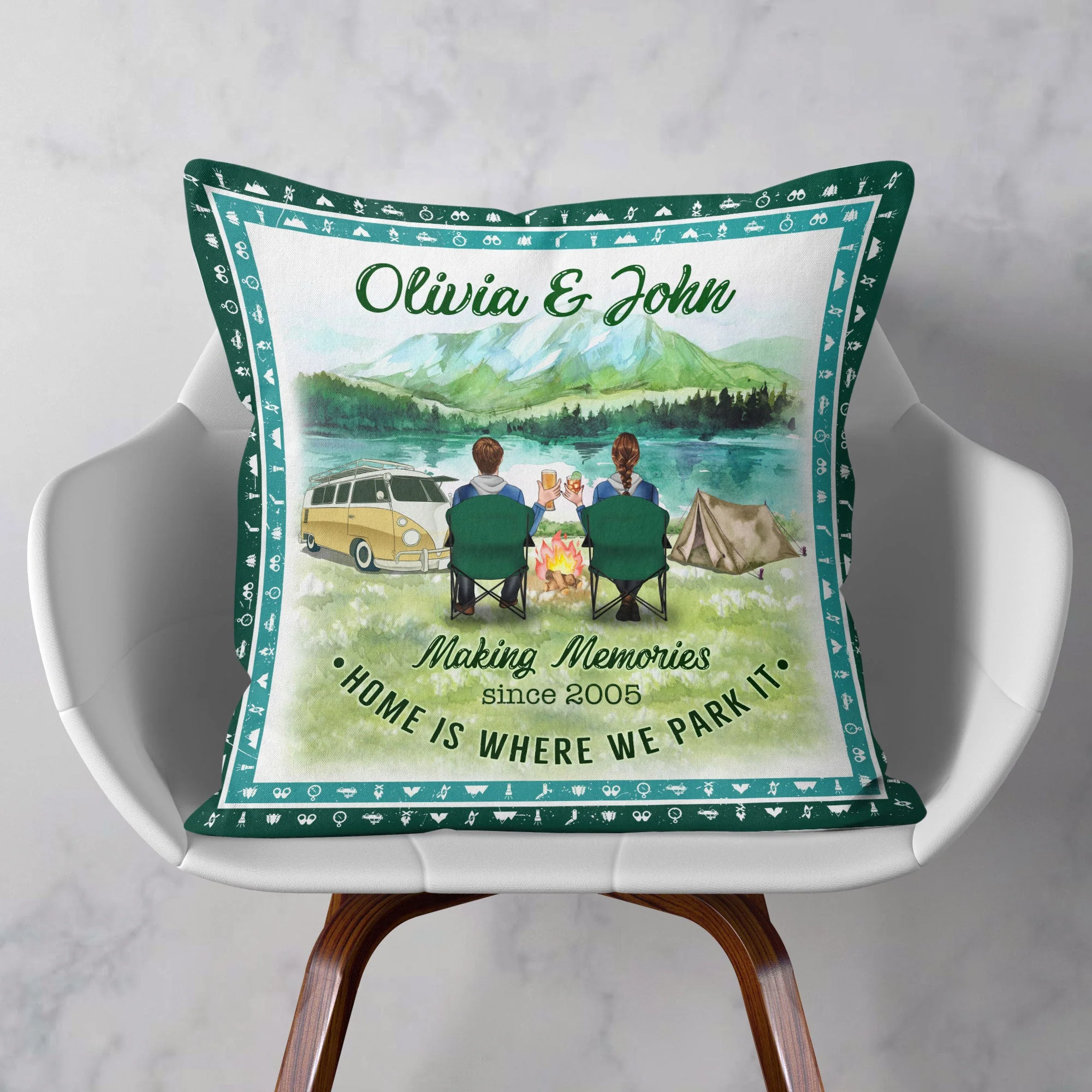 Home Is Where We Park It - Personalized Pillow (Insert Included) - Birthday Gift For Camping Lover, Camper - Image 2