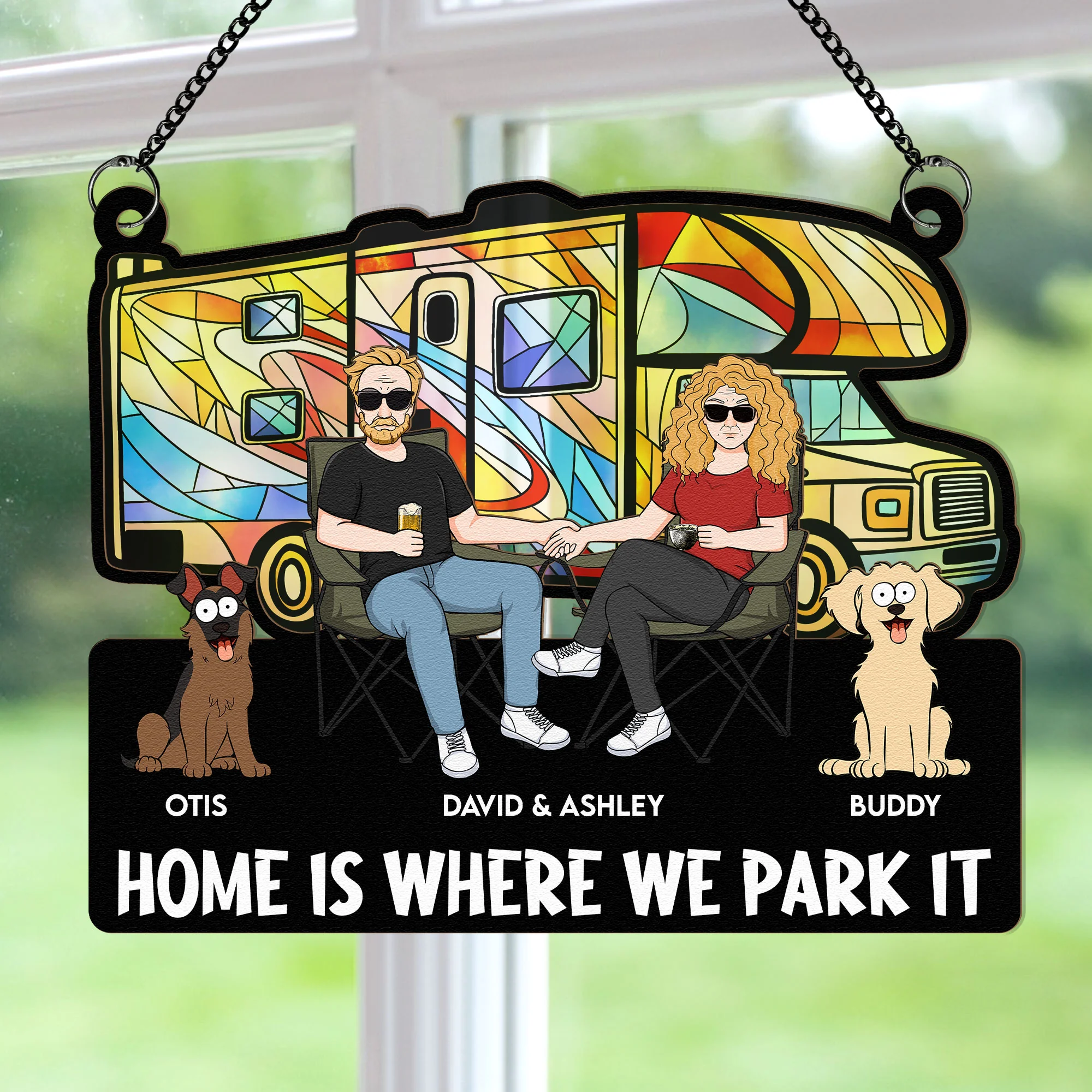 Home Is Where We Park It - Personalized Window Hanging Suncatcher Ornament - Image 3