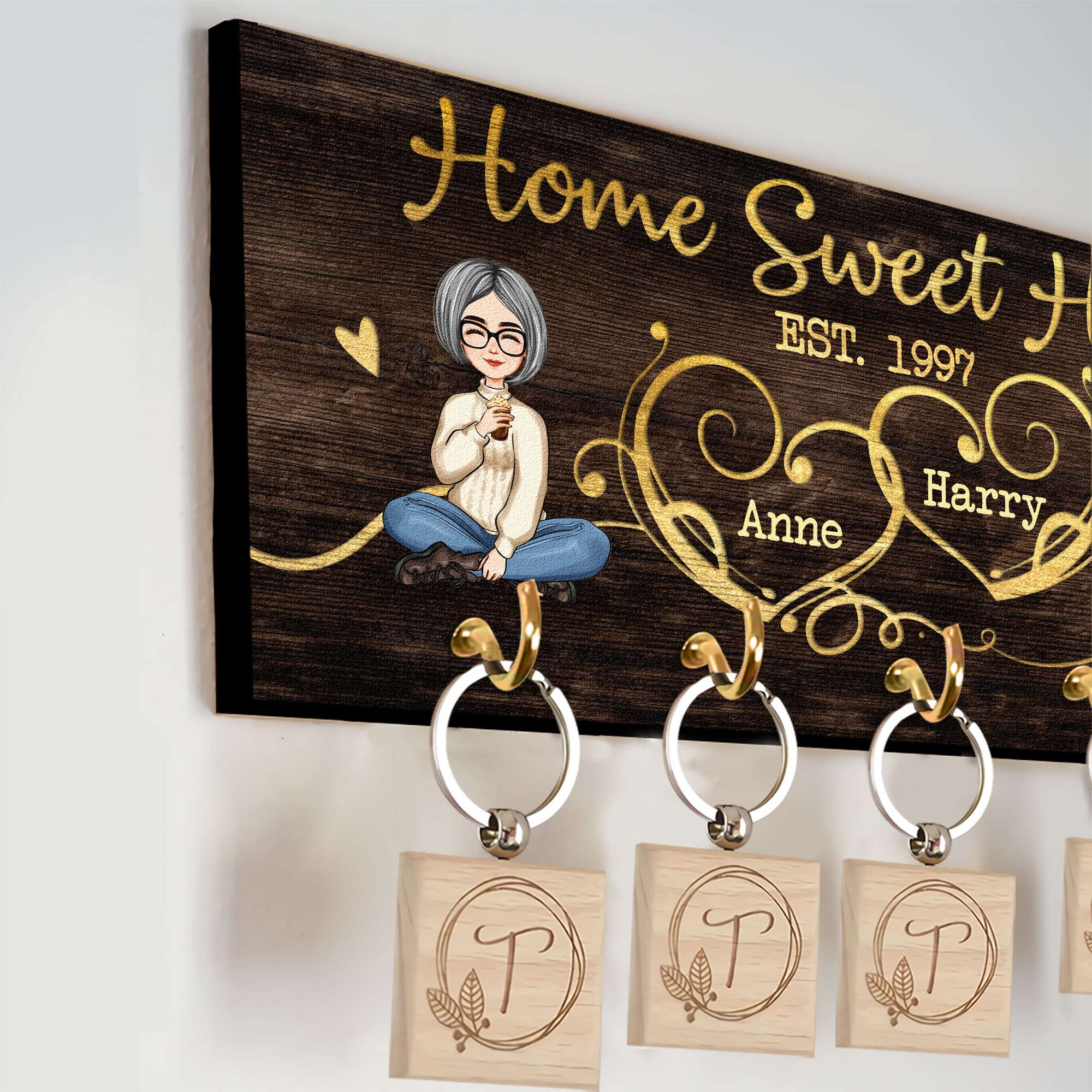 Home Is Where You Hang Your Heart - Personalized Key Hanger - Anniversary, Christmas, New Year, Wedding, New Home Gift For Couples, Husband, Wife, Lover, Boyfriend, Girlfriend - Image 9