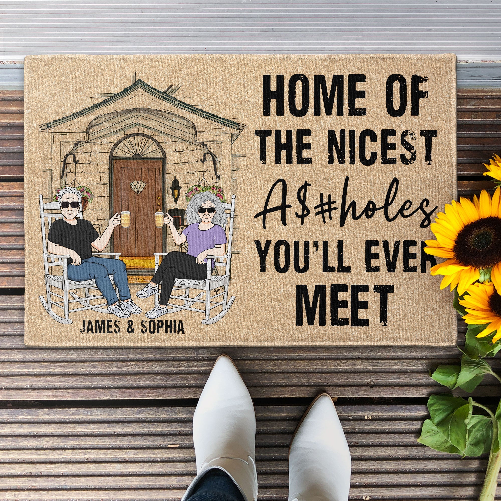 Home Of The Nicest Assholes - Personalized Doormat - Birthday, Funny, Housewarming Gift For Family - Image 3