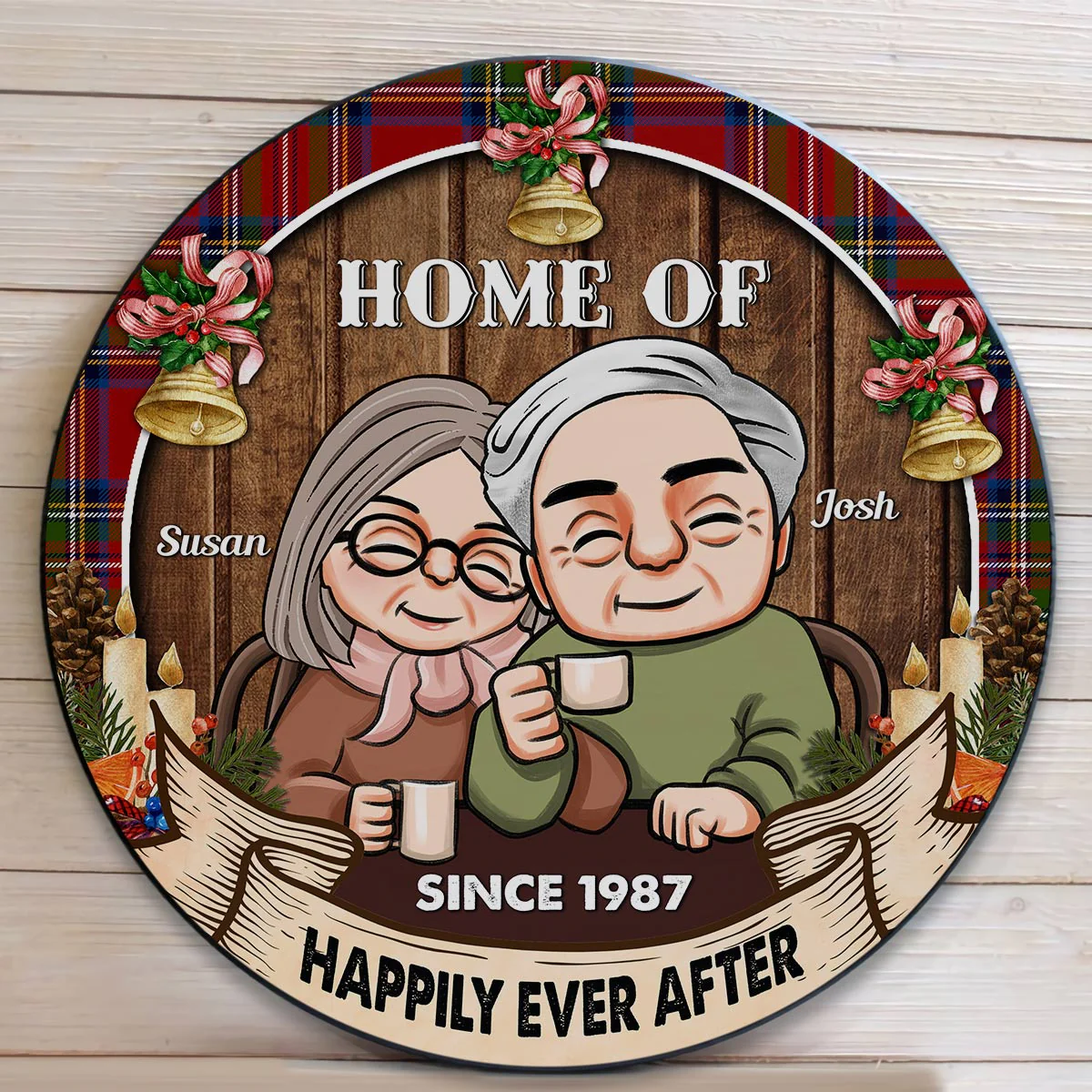 Home Of Us - Personalized Round Wood Sign - Image 2