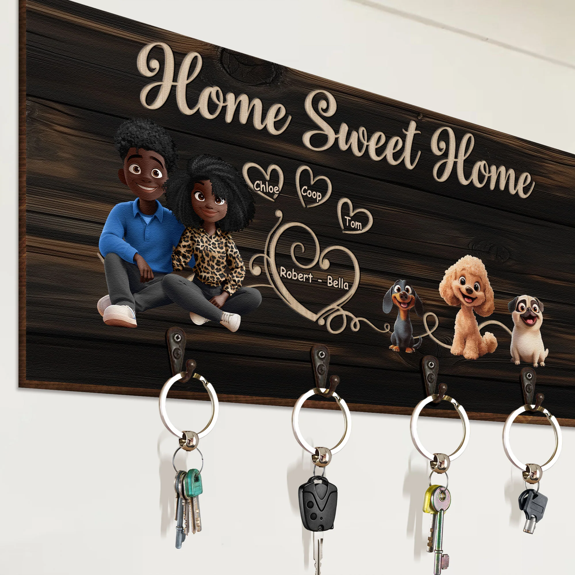 Home Sweet Home - New Version - Personalized Key Holder - Image 2