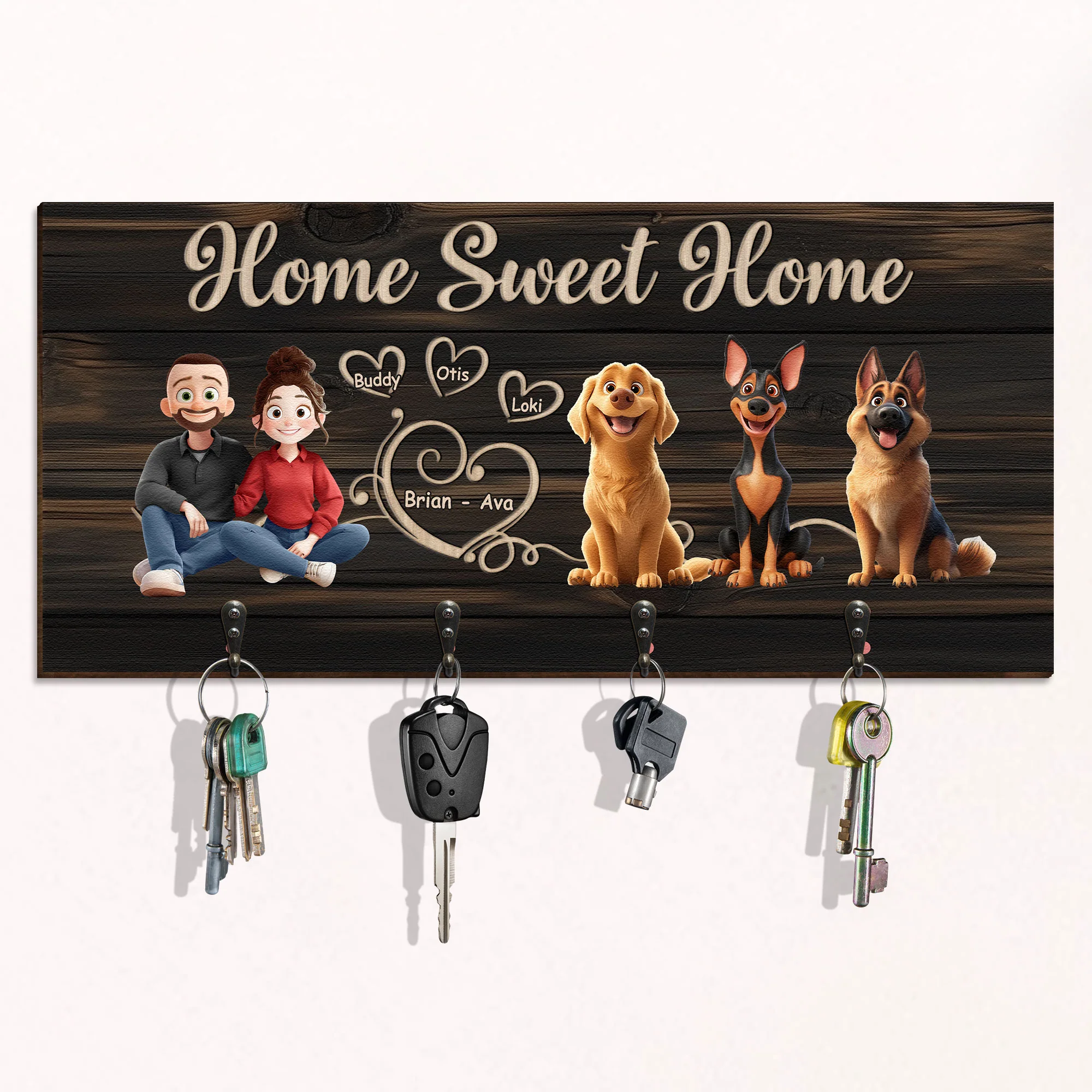 Home Sweet Home - New Version - Personalized Key Holder - Image 3