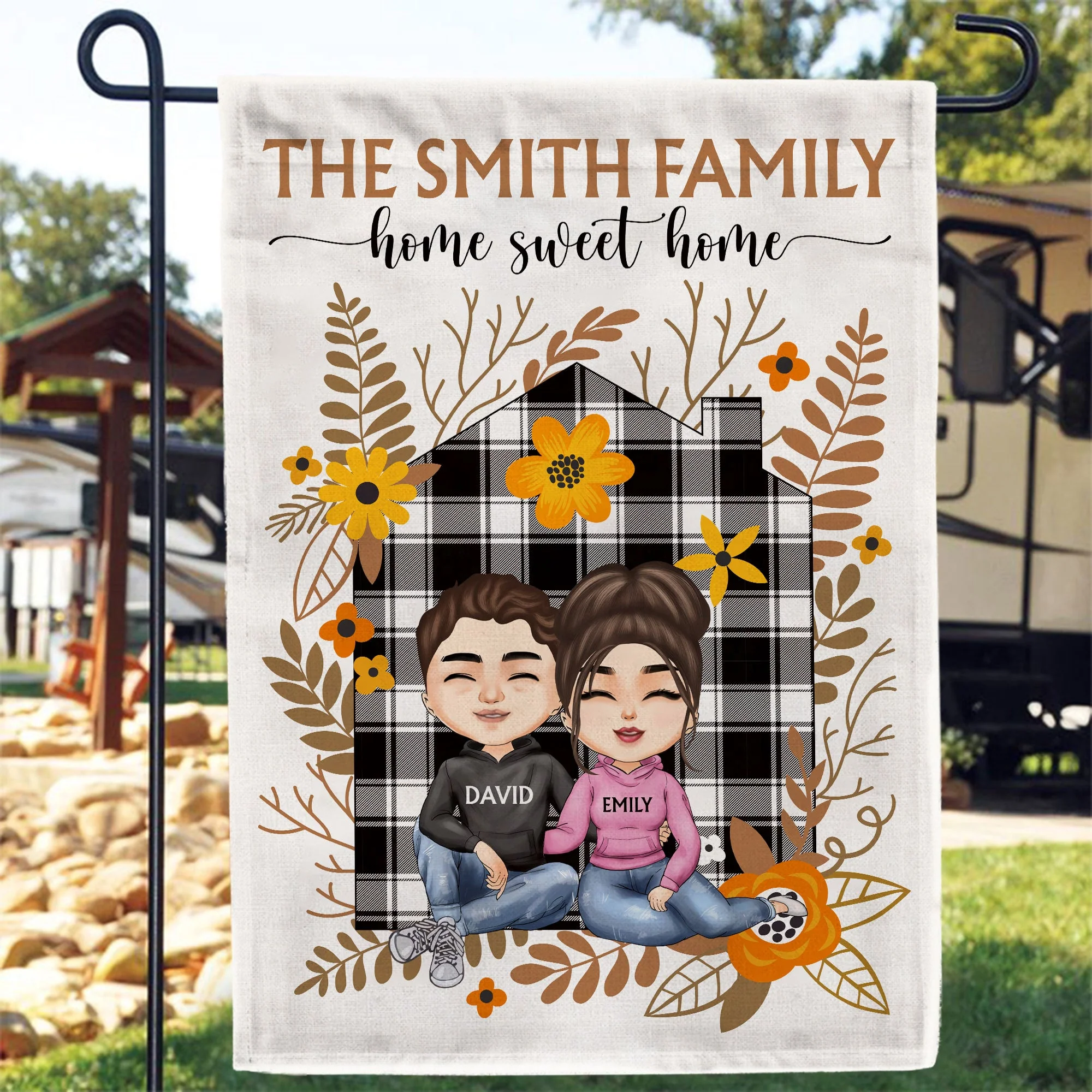 Home Sweet Home - Personalized Flag - Fall Season Gift For family, Husband, Wife - Image 2
