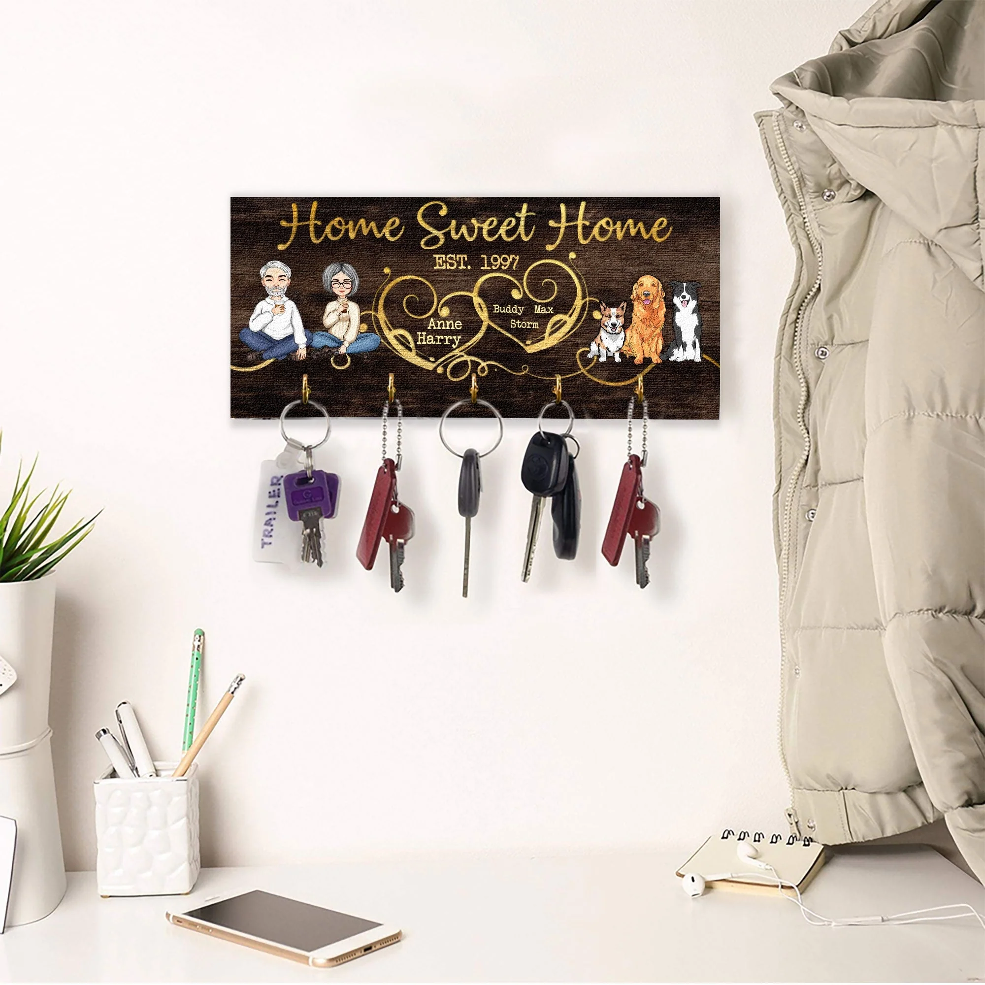 Home Sweet Home - Personalized Key Hanger - Image 5