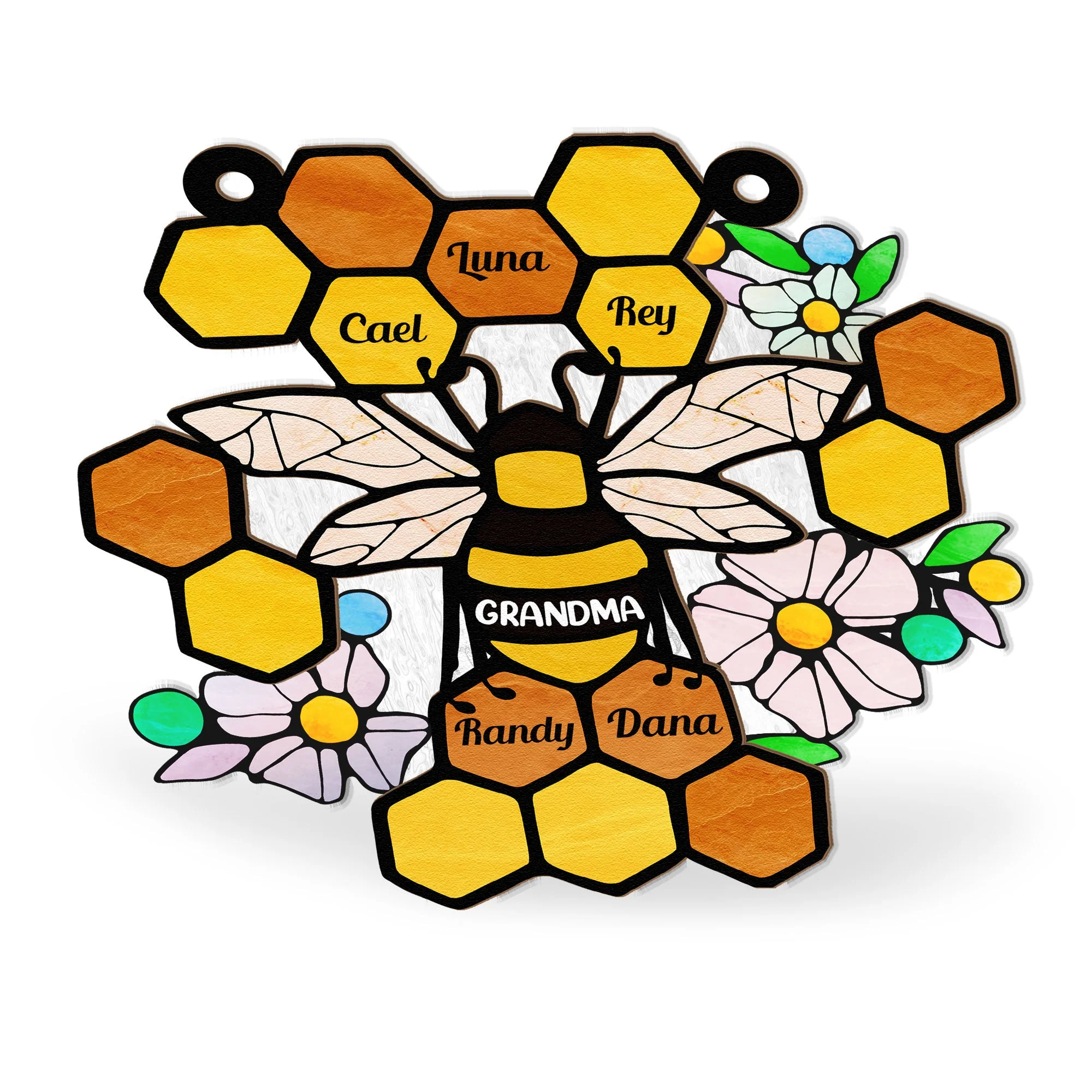 Honeycomb - Personalized Window Hanging Suncatcher Ornament - Image 4