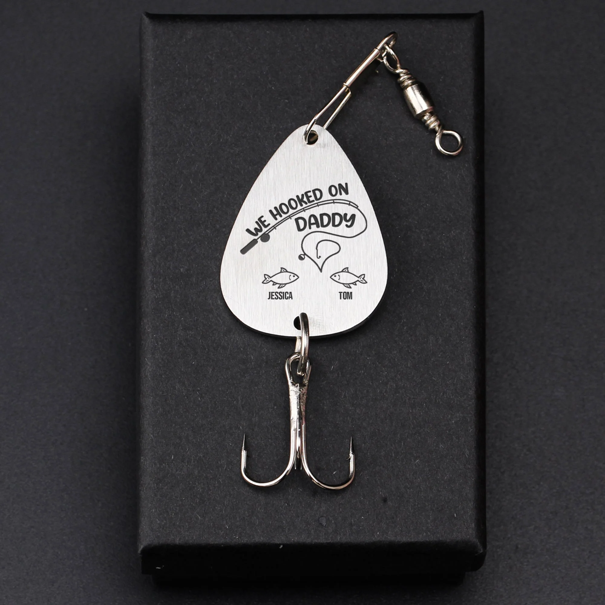 Hooked On Daddy/ Dad/ Papa - Personalized Fishing Lure Keychain - Image 3