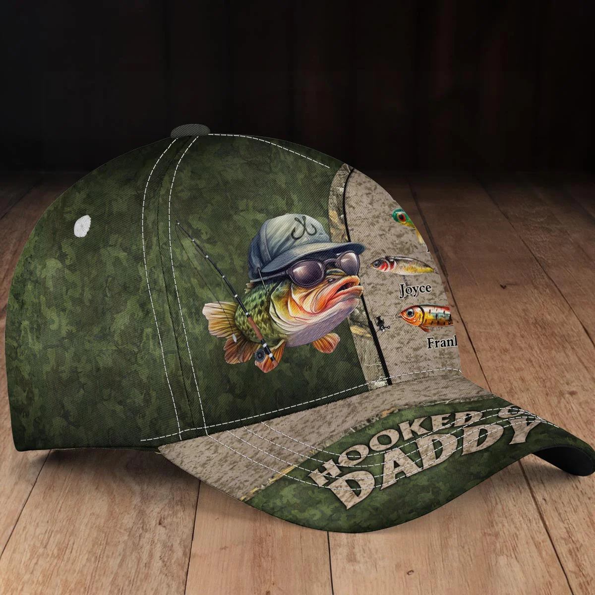 Hooked On Daddy Grandpa Papa Dad - Personalized Classic Cap - Image 7