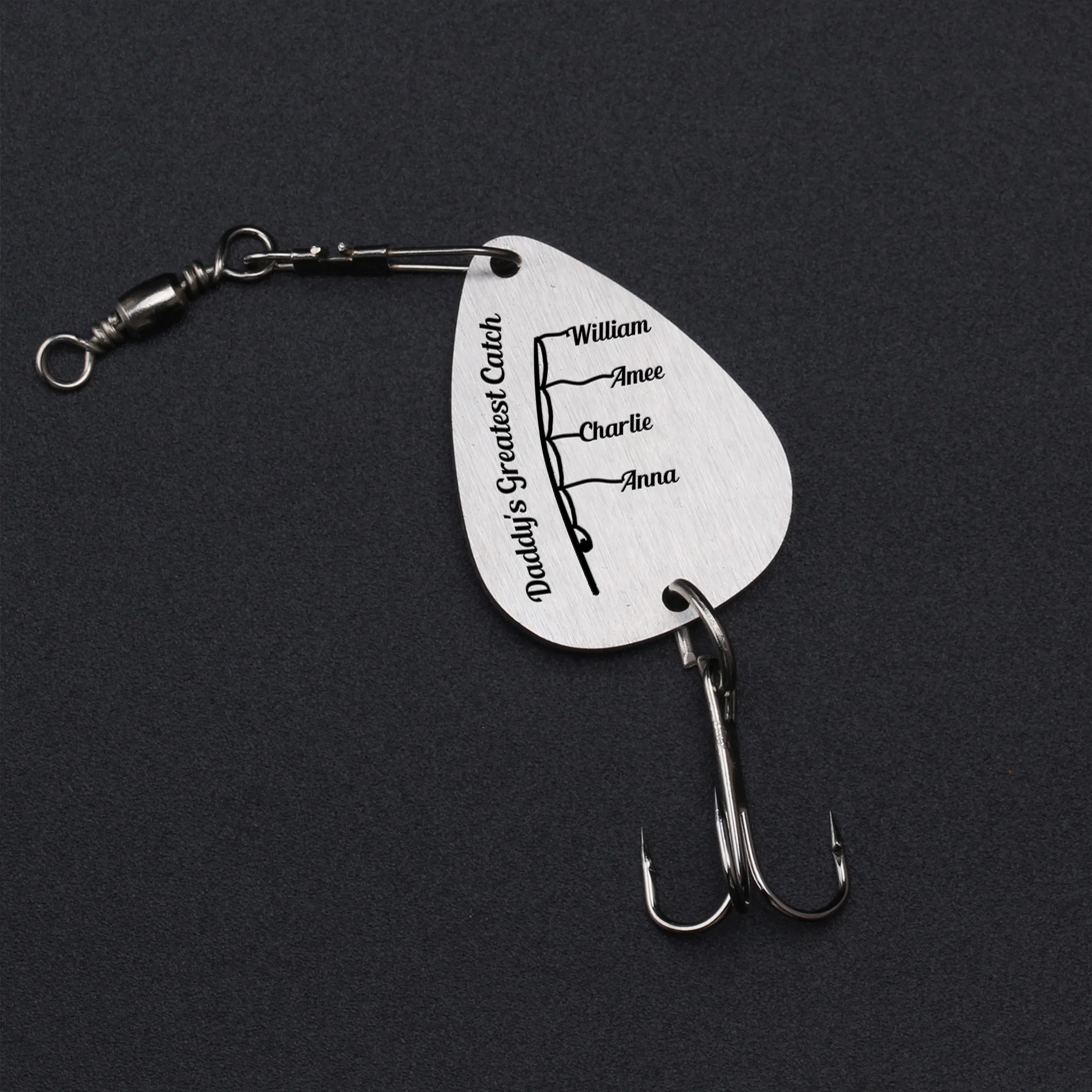 Hooked On Daddy Greatest Catch Fishing Dad - Personalized Fishing Lure Keychain - Image 2