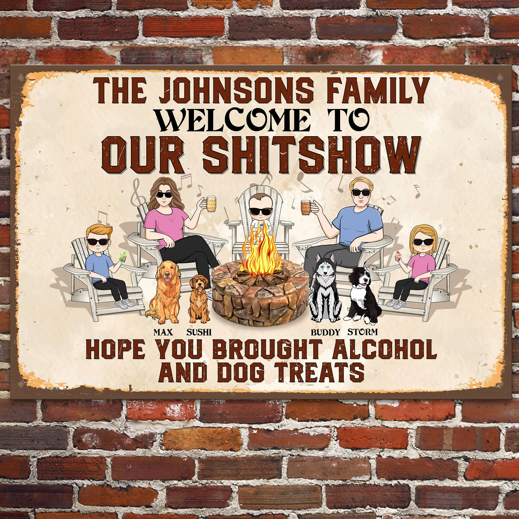 Hope You Brought Alcohol & Dog Treats - Personalized Metal Sign - Image 3