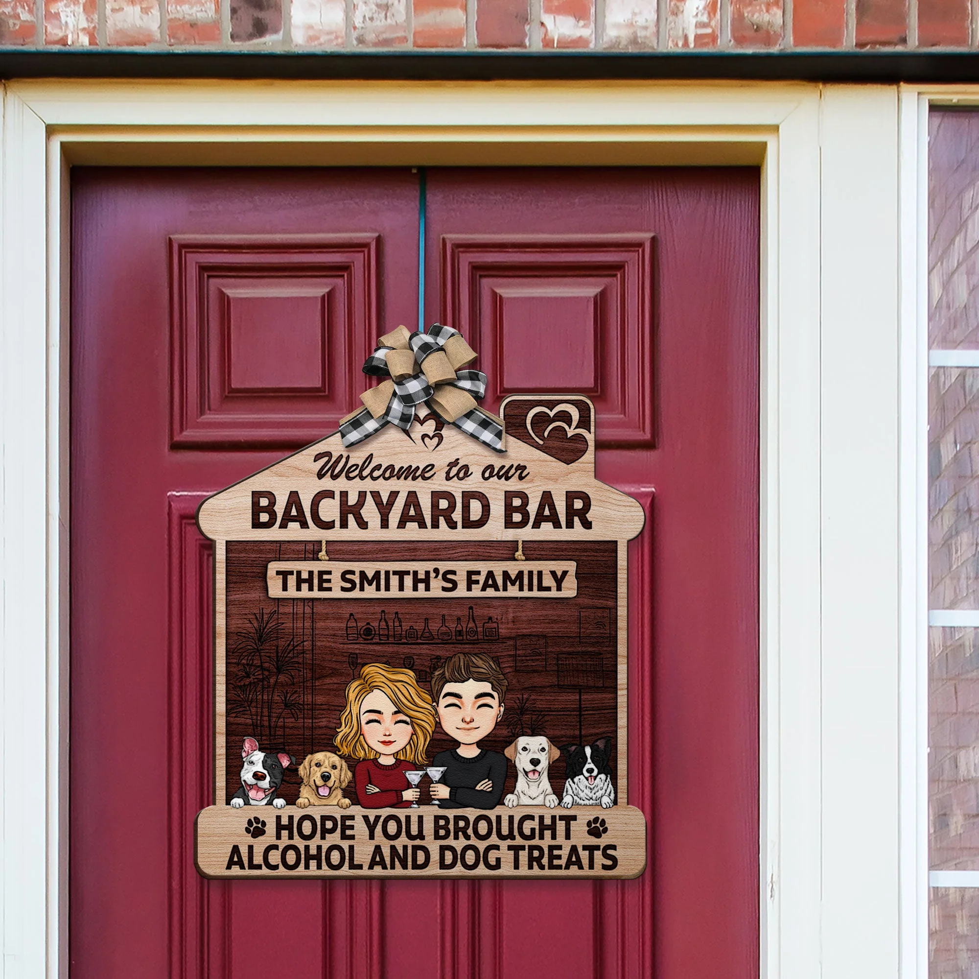 Hope You Brought Alcohol & Pet Treats - Personalized Custom Shaped Wood Sign - Image 2