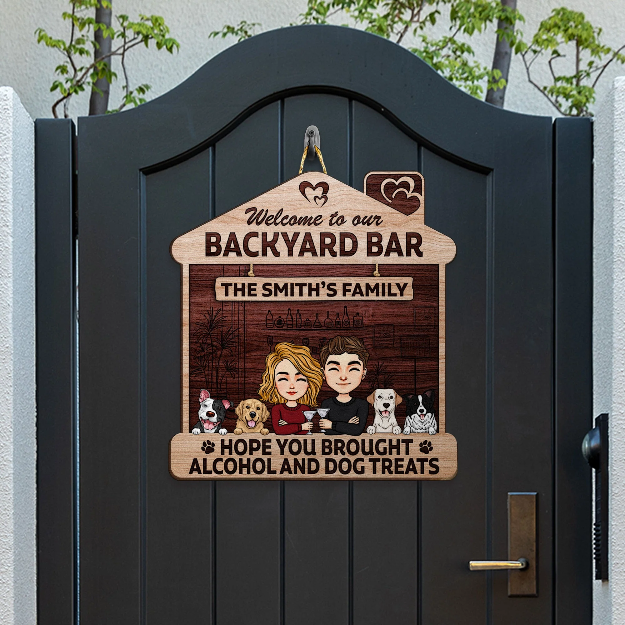 Hope You Brought Alcohol & Pet Treats - Personalized Custom Shaped Wood Sign - Image 3