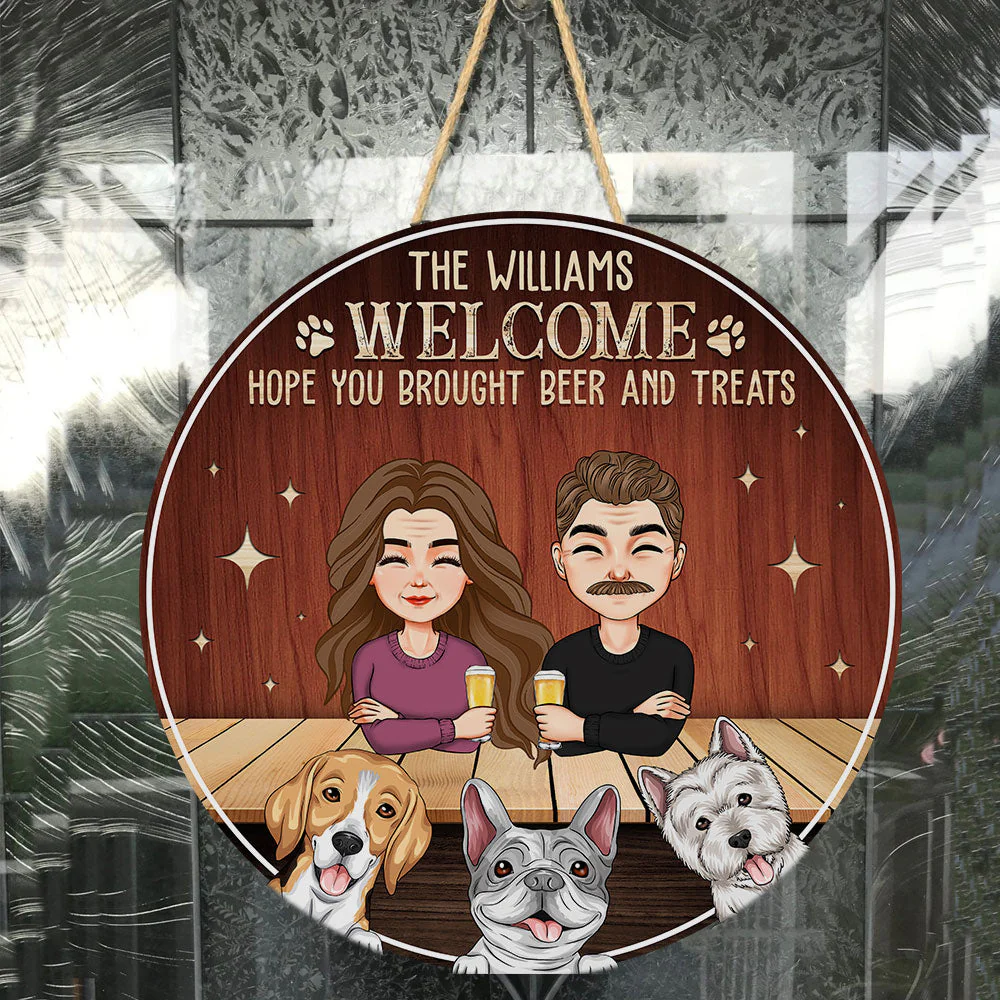 Hope You Brought Beer And Treats - Personalized Round Wood Sign - Image 3