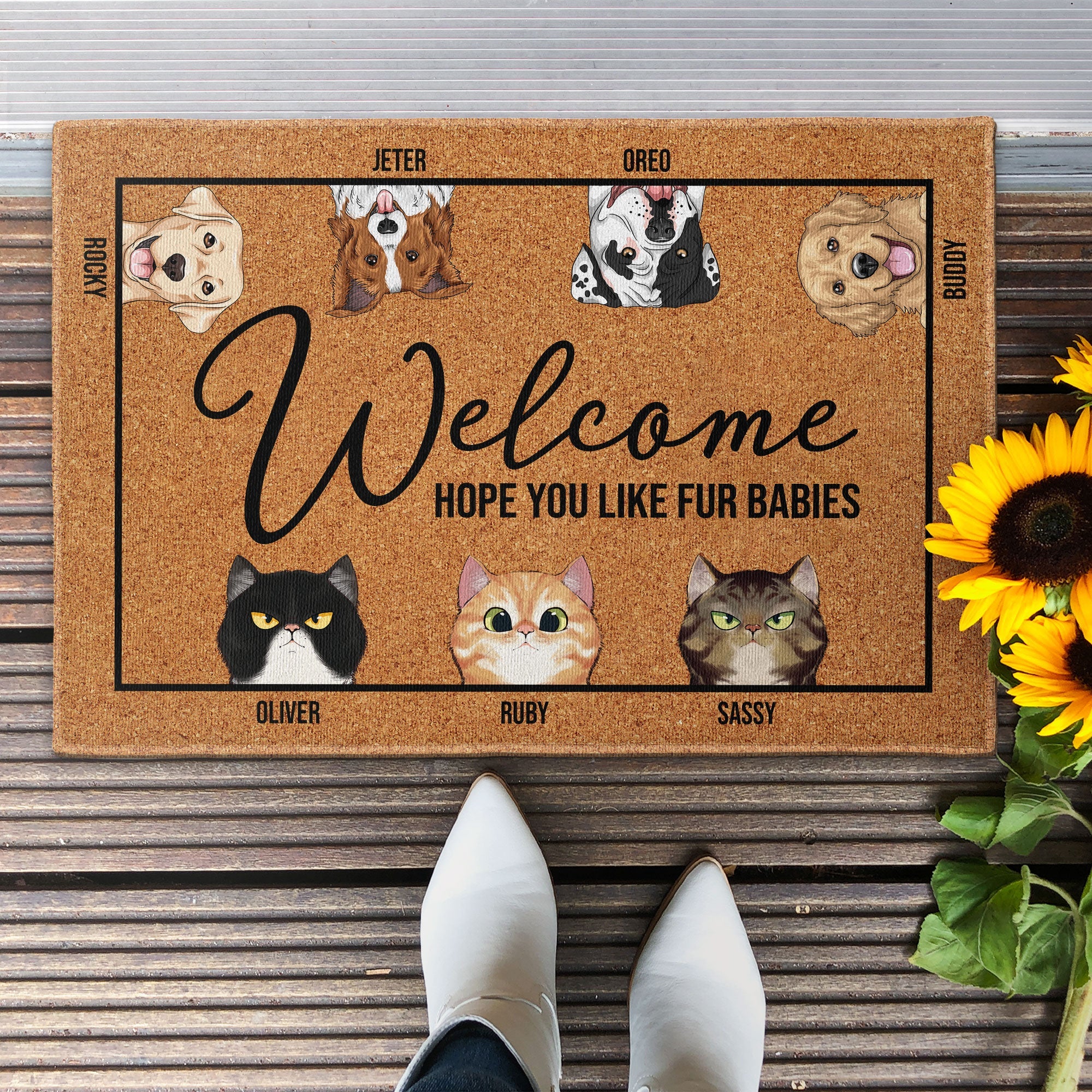 Hope You Like Fur Babies - New Version - Personalized Doormat - Image 2