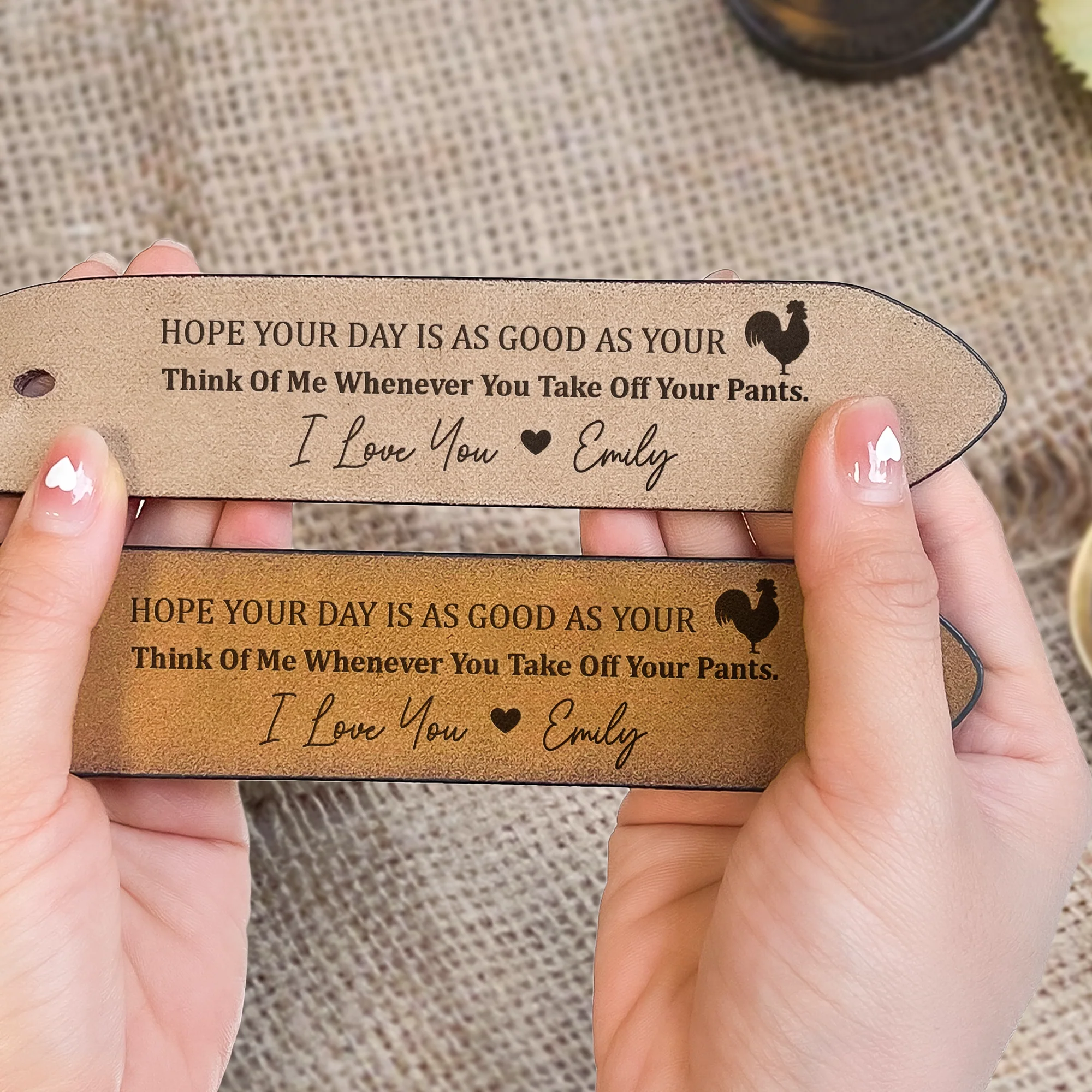 Hope Your Day Is As Good As Naughty Gift - Personalized Engraved Leather Belt - Image 5