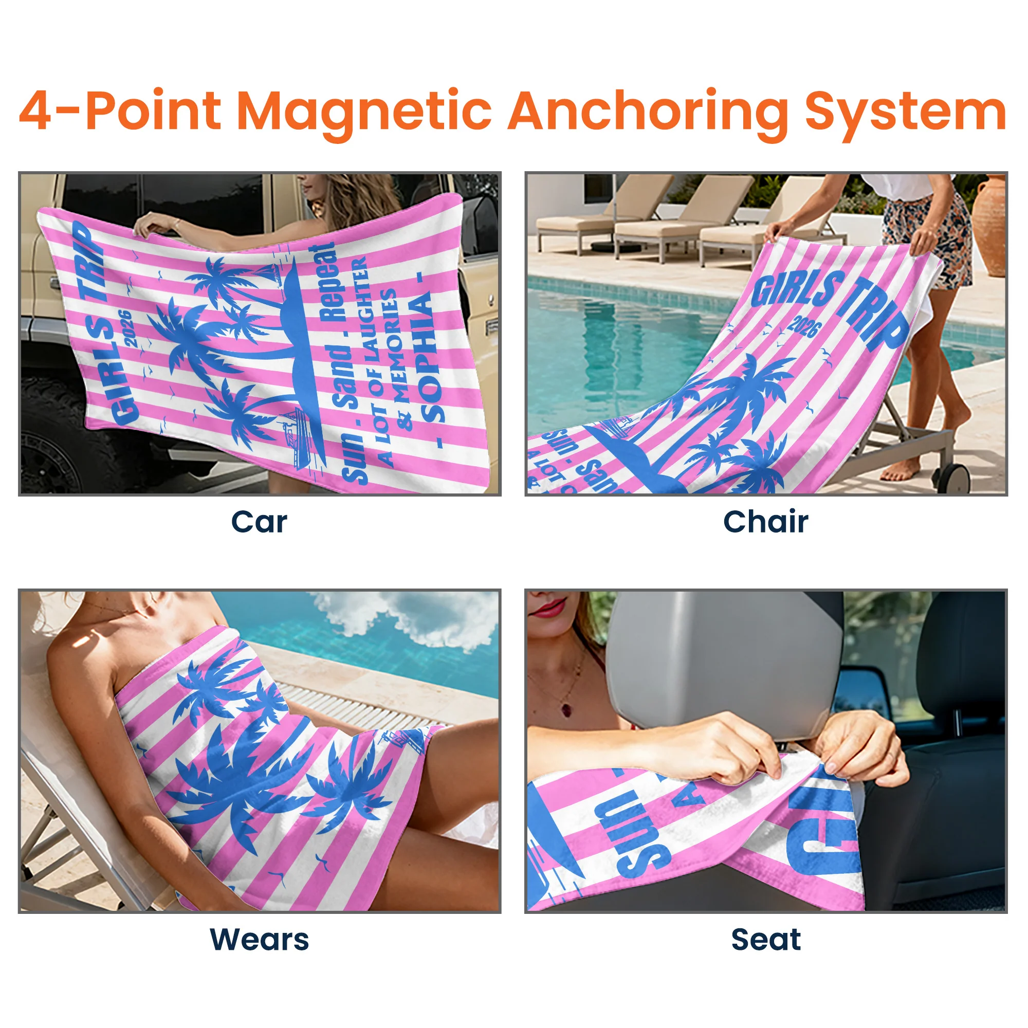 Hot Summer Girls Trip - Personalized Beach Towel - Image 5