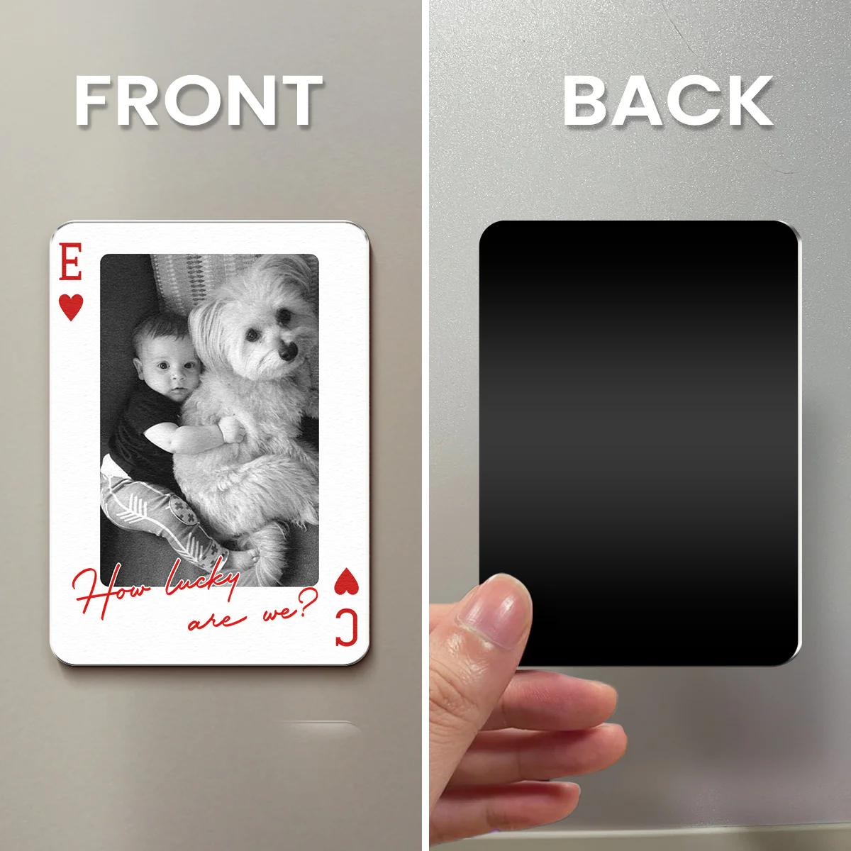 How Luck We Are - Custom Couples, Family, Pet Photos - Personalized Acrylic Photo Magnet - Image 5