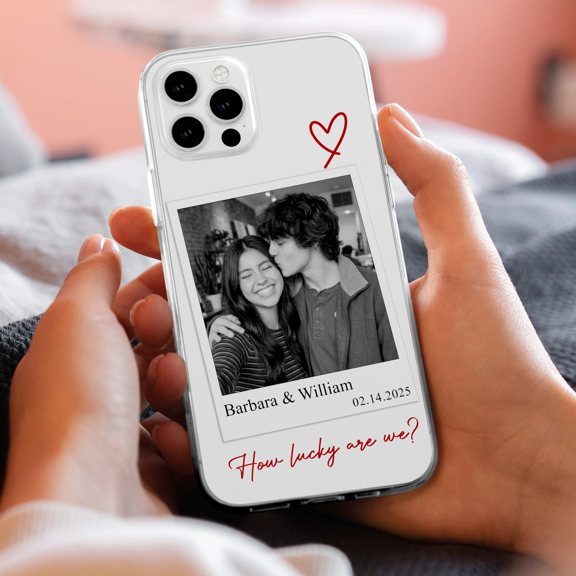 How Lucky Are We Couple Anniversary Gift Custom Photo - Personalized Phone Case - Image 4