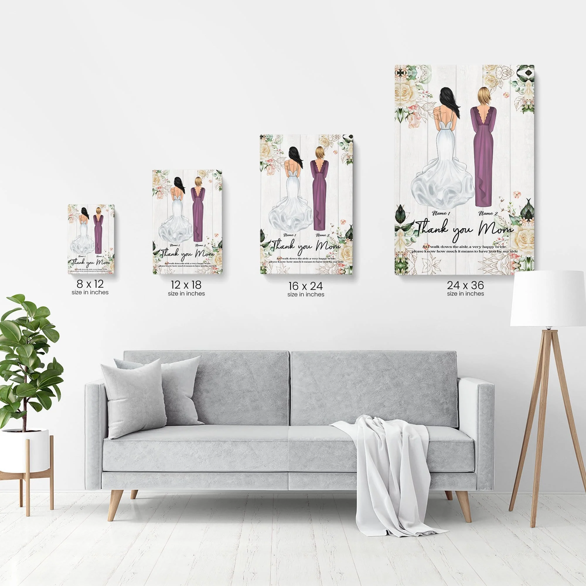 How Much Happy I Am To Have You By My Side Mom, Wedding Custom Poster/Canvas, Gift For Mom - Image 5