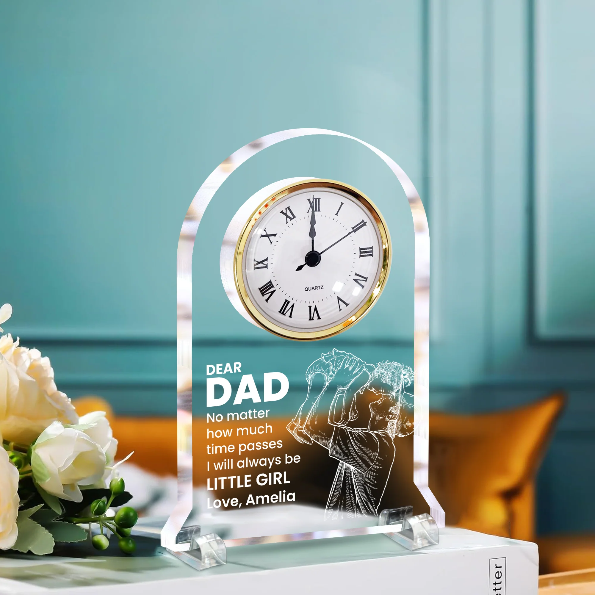 How Much Time Passes, I Will Always Be Your Little Girl, Boy - Personalized Desk Clock - Image 4