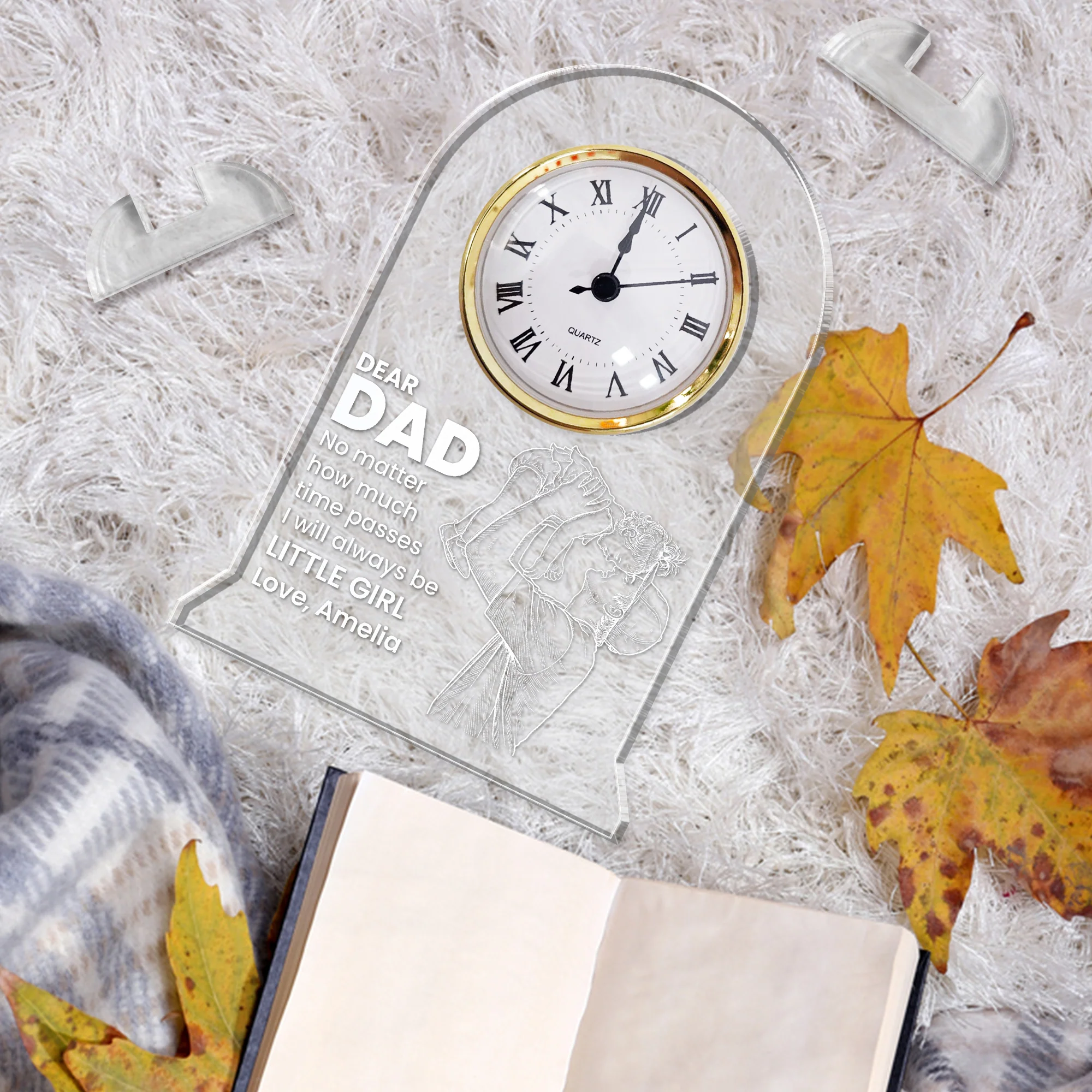 How Much Time Passes, I Will Always Be Your Little Girl, Boy - Personalized Desk Clock - Image 5