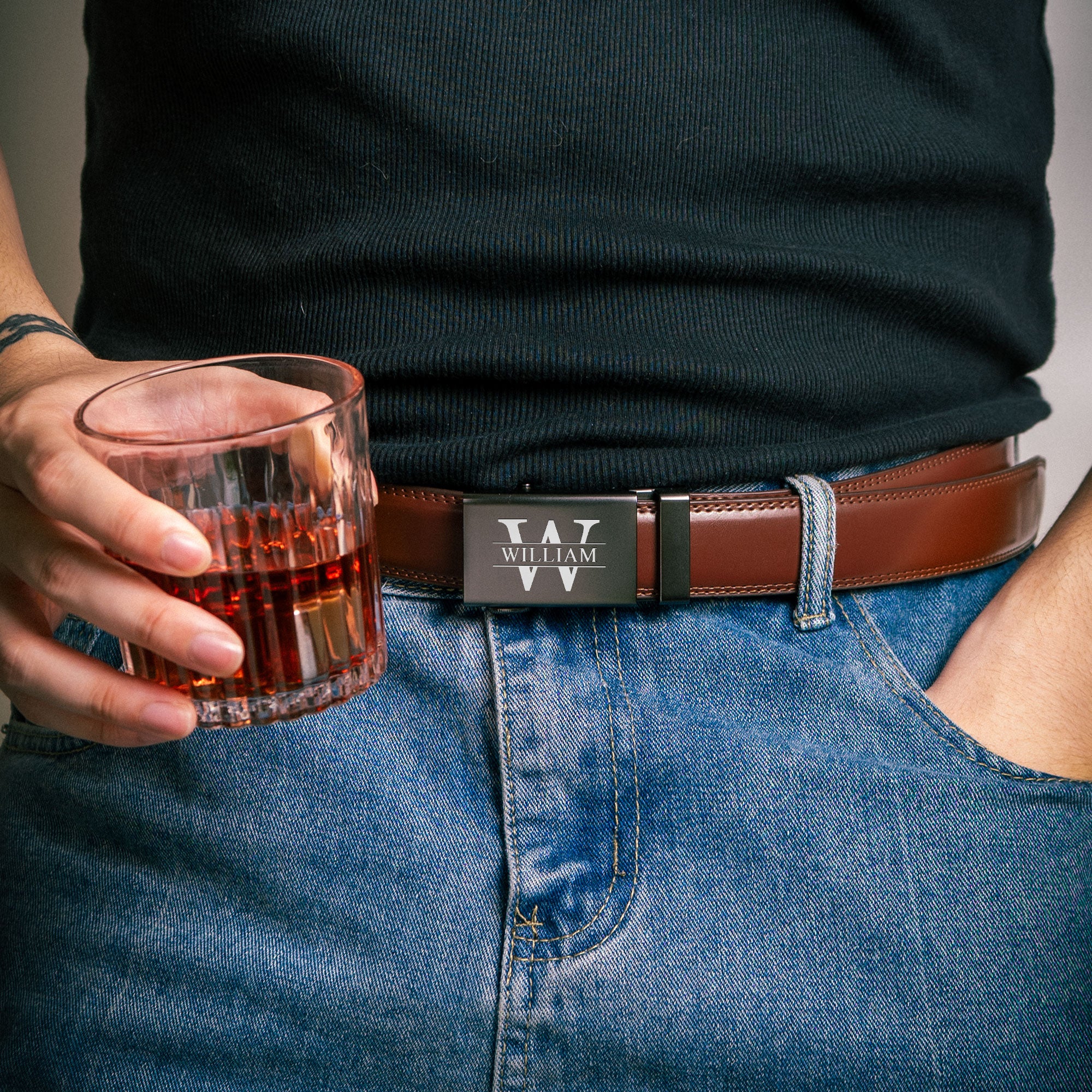 How Proud I Am Of The Man You've Become - Personalized Leather Belt With Engraved Buckle - Image 5