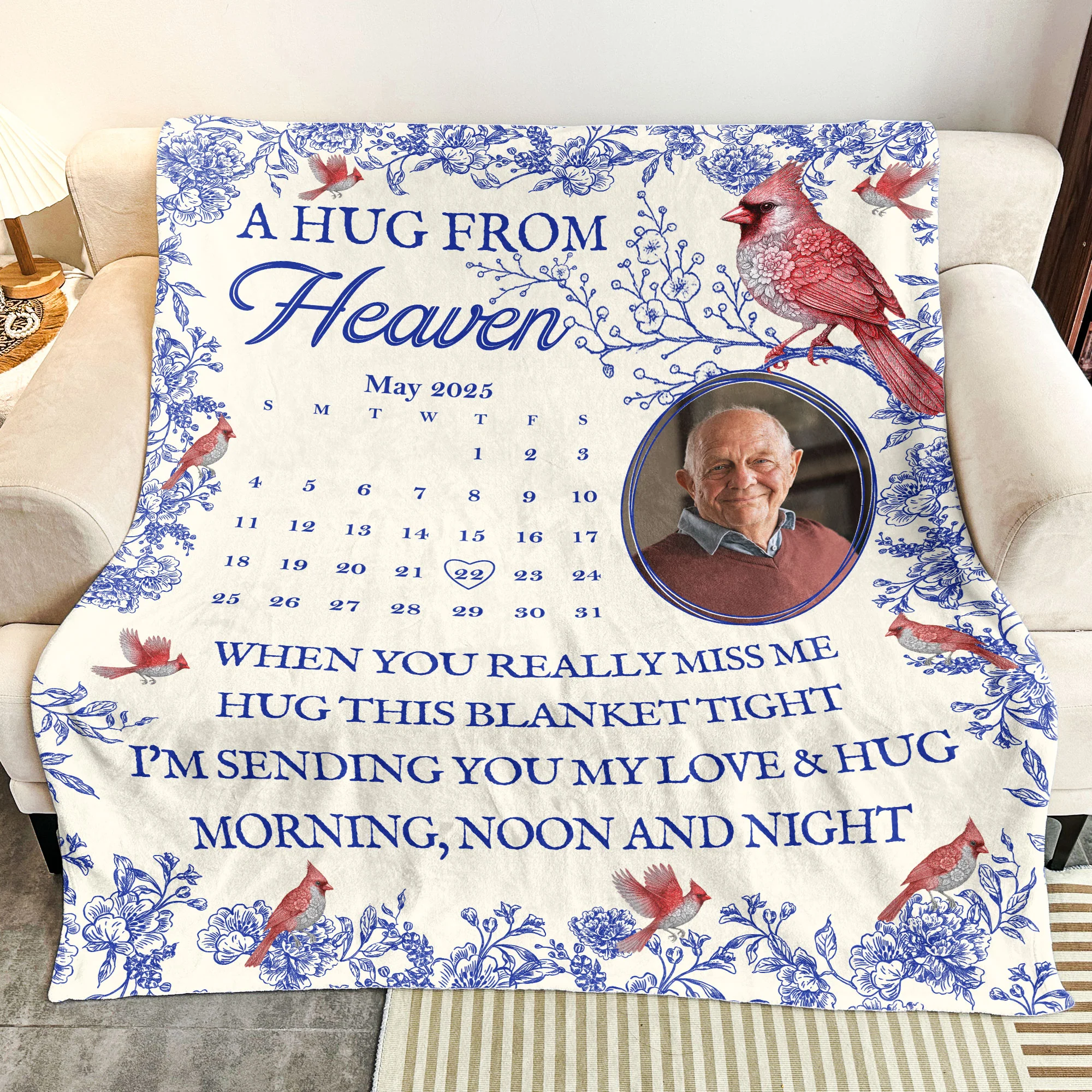 Hug This Blanket Tight I'm Sending You My Love Memorial Blanket - Personalized Photo Blanket - Image 4