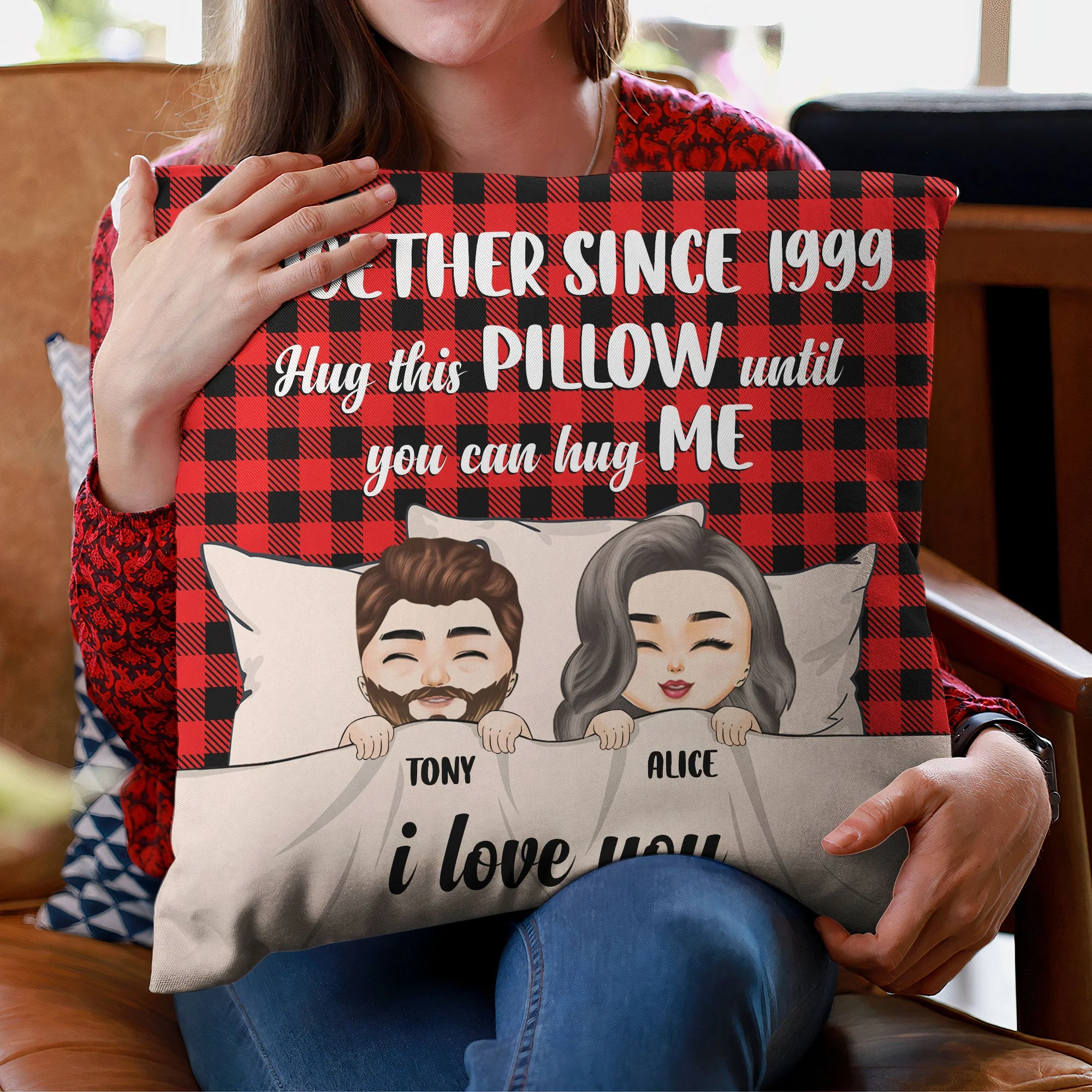 Hug This Pillow Until You Can Hug Me - Personalized Pillow (Insert Included) - Birthday Christmas Gift Anniversary Gift For Husband, Wife - Image 4