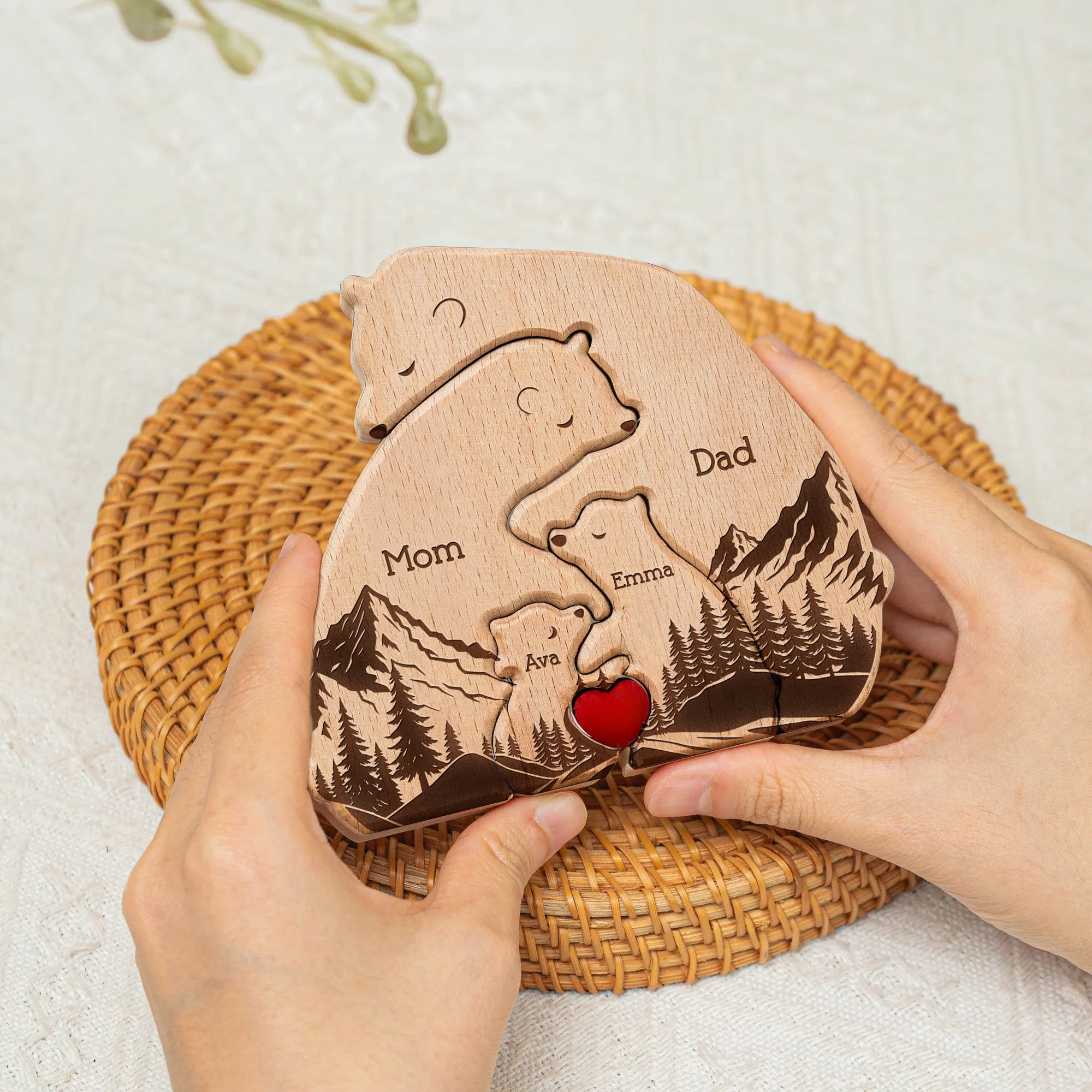 Hugging Bear Family New Version - Personalized Wooden Bear Family Puzzle - Image 2