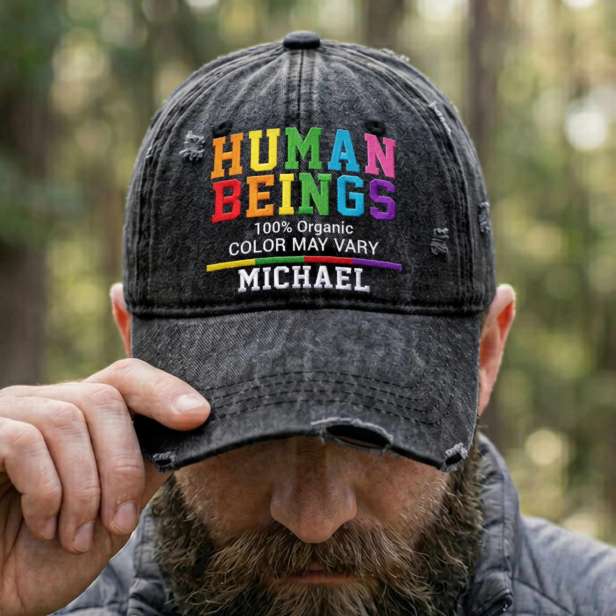 Human Beings 100% Organic - Personalized Cap - Image 2