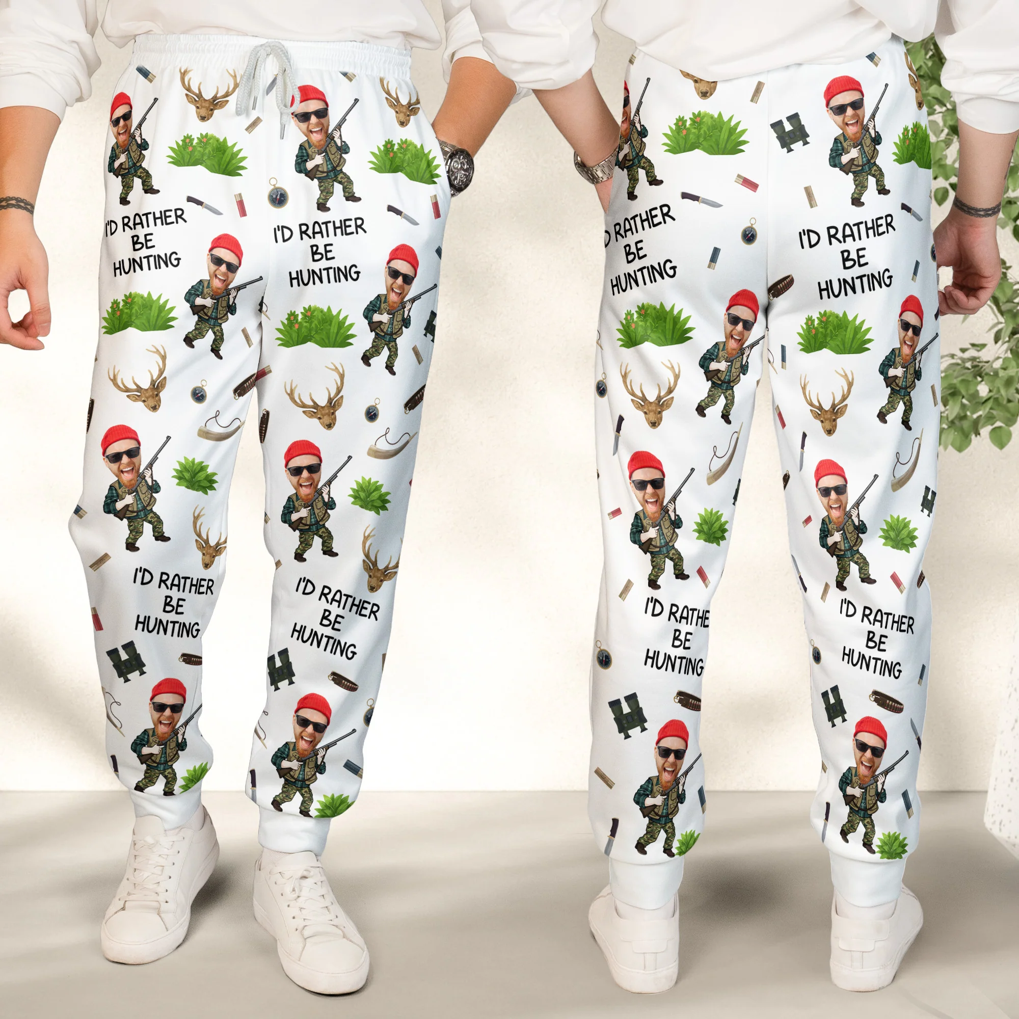 Hunting Funny Gift For Men - Personalized Photo Sweatpants, Lounge Pants With Pockets - Image 4