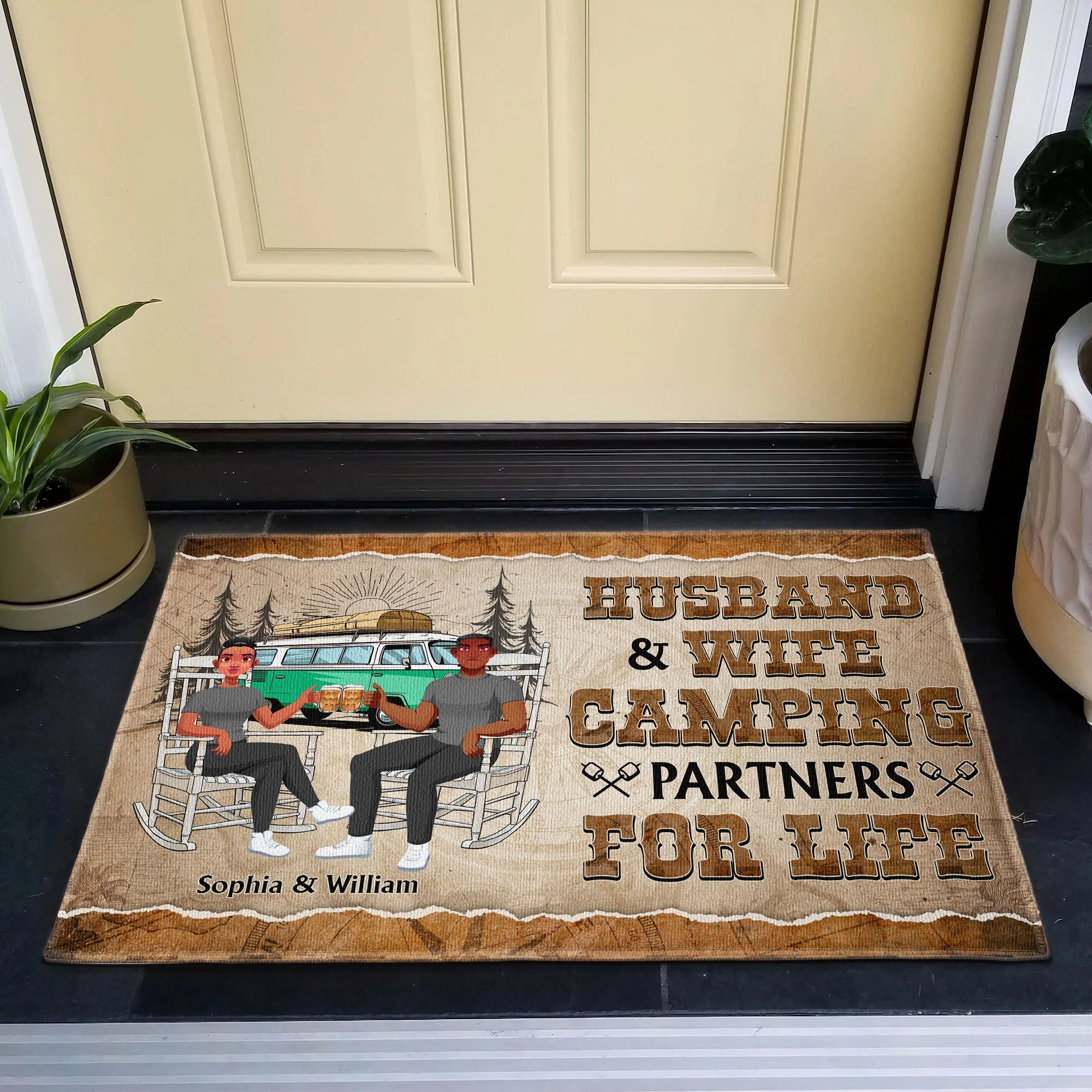 Husband And Wife Camping Partner For Life - Personalized Doormat - Image 3