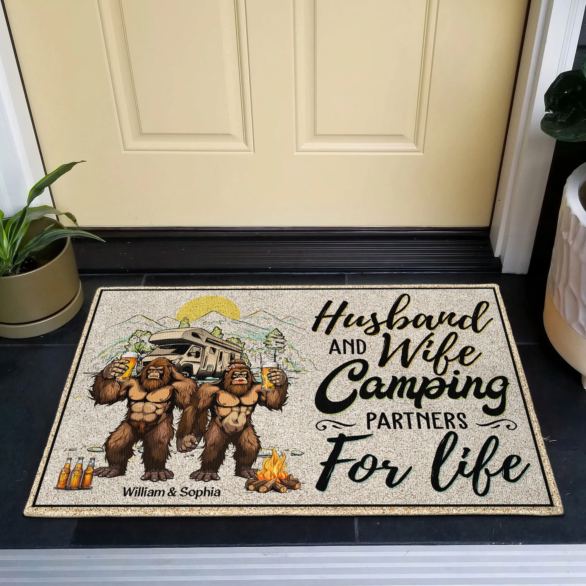 Husband And Wife Camping Partners For Life - Personalized Doormat - Image 3