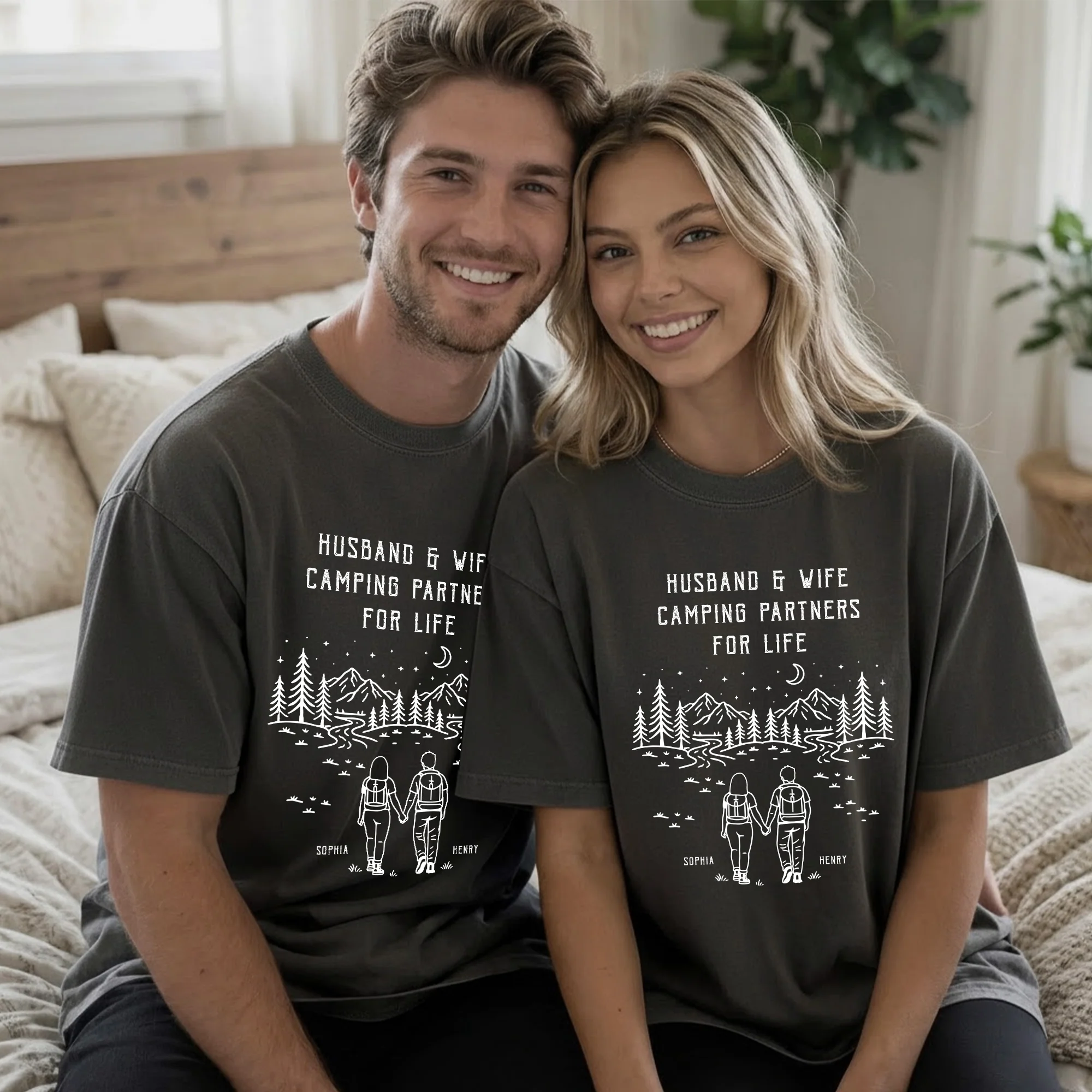 Husband And Wife Camping Partners For Life - Personalized Shirt - Image 2
