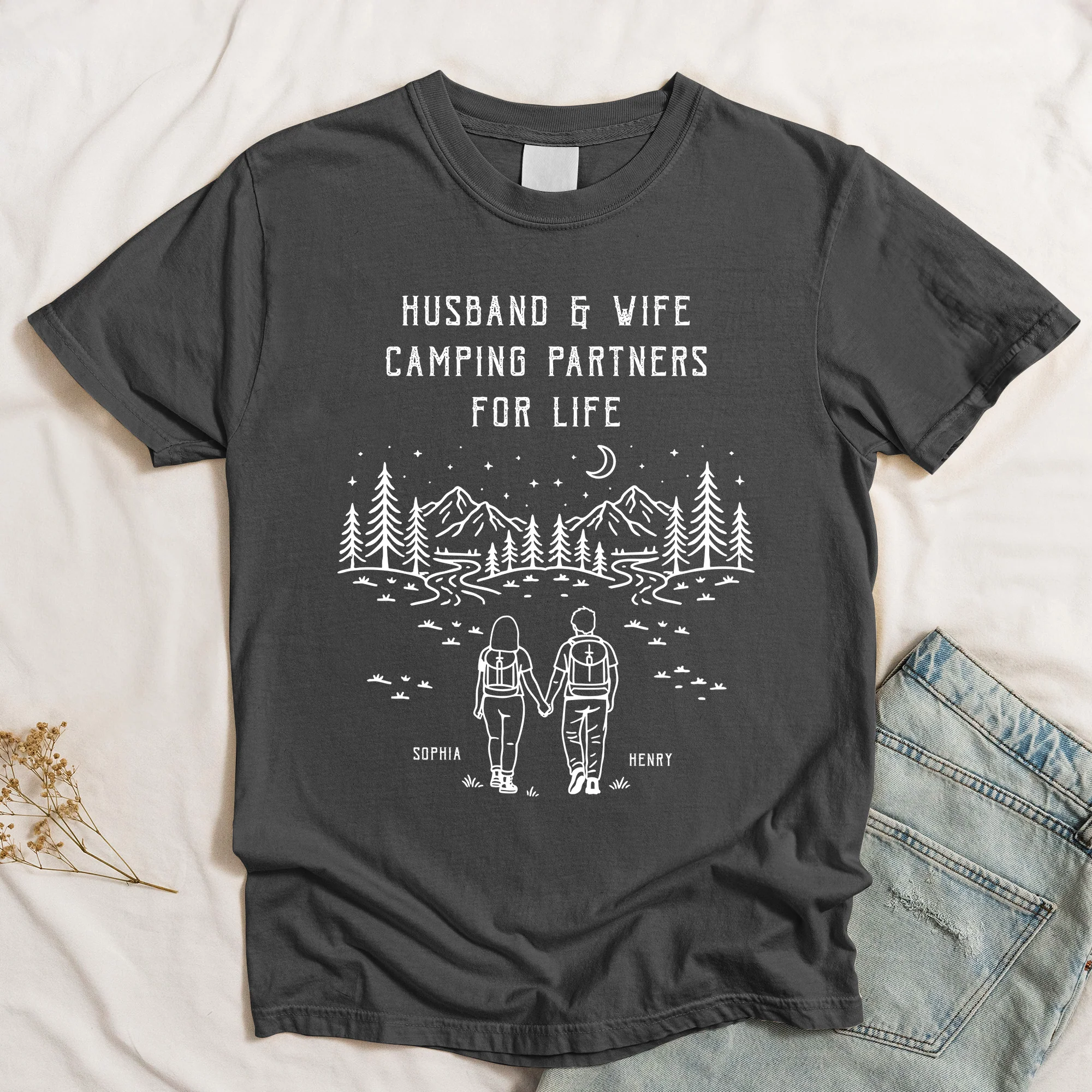 Husband And Wife Camping Partners For Life - Personalized Shirt - Image 5