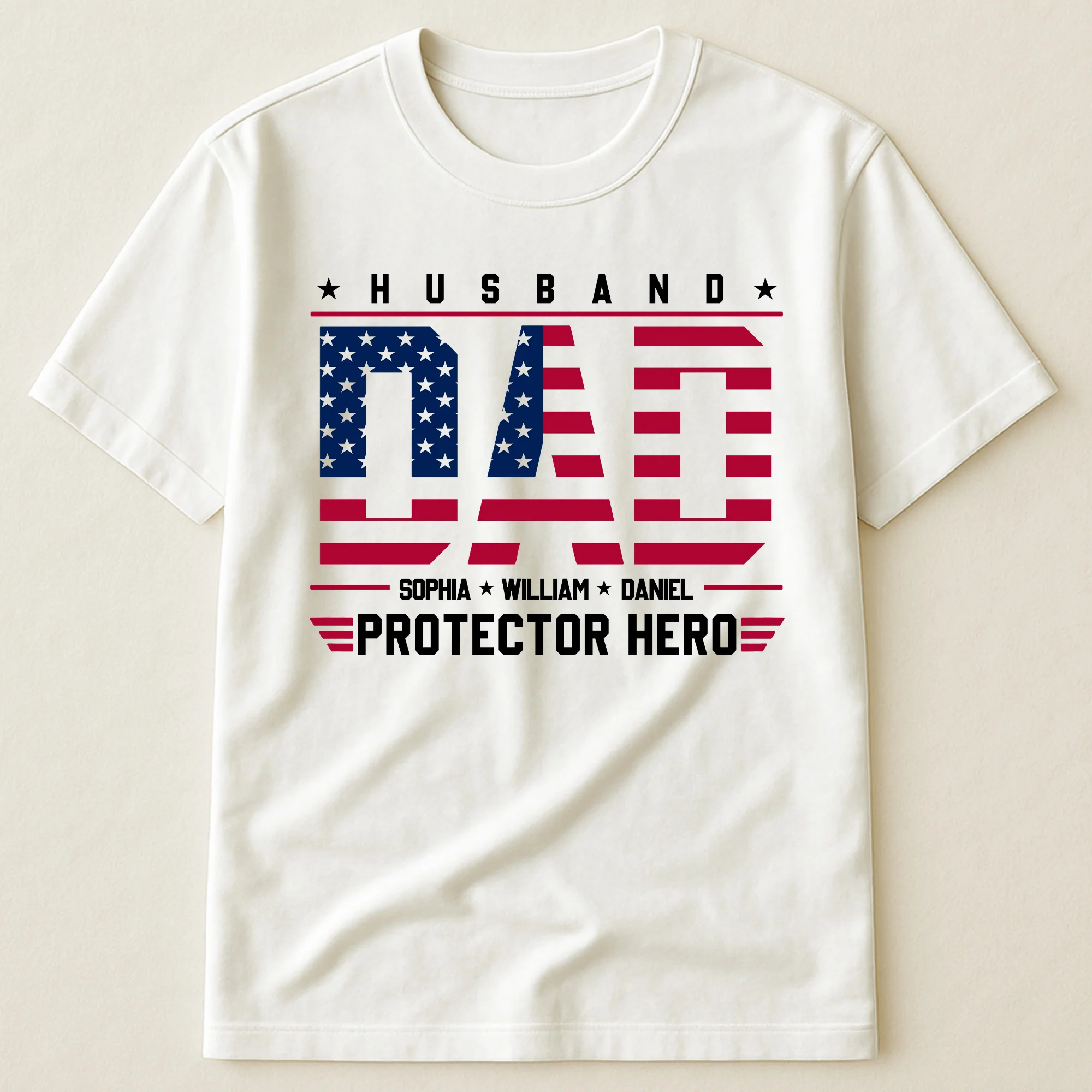 Husband Dad Hero Usa Flag Gift For Dad Grandpa Patriotic Dad - Personalized Shirt - Image 4
