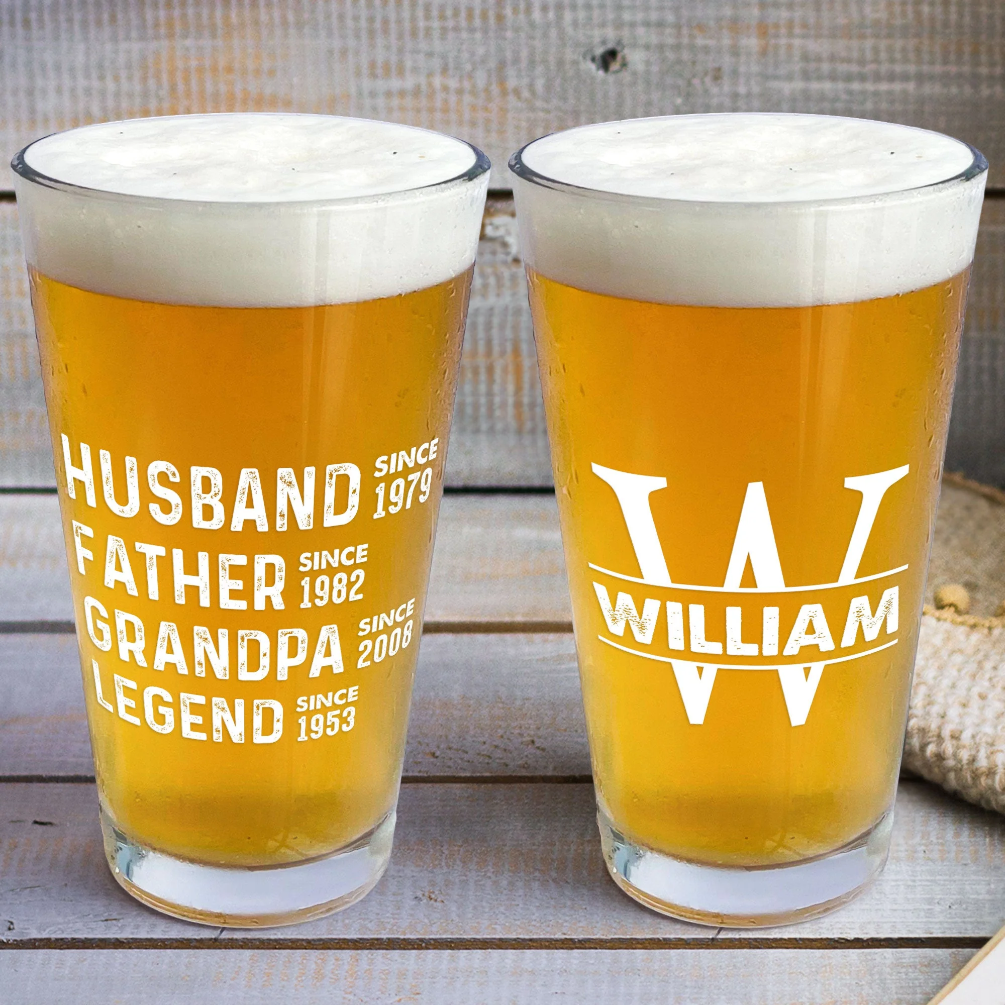 Husband Father Grandpa Legend Custom Name - Personalized Beer Glass - Image 3