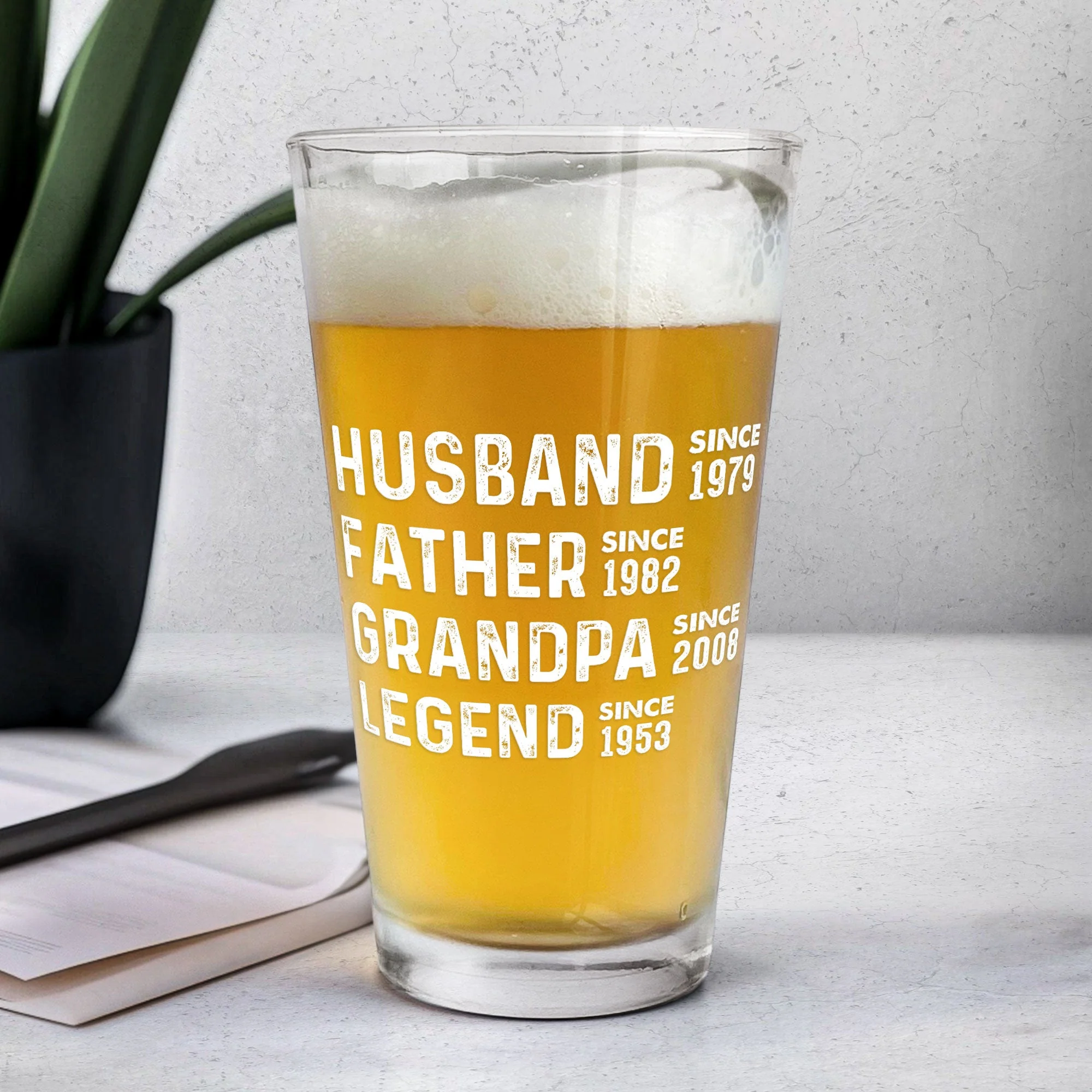 Husband Father Grandpa Legend Custom Name - Personalized Beer Glass - Image 4