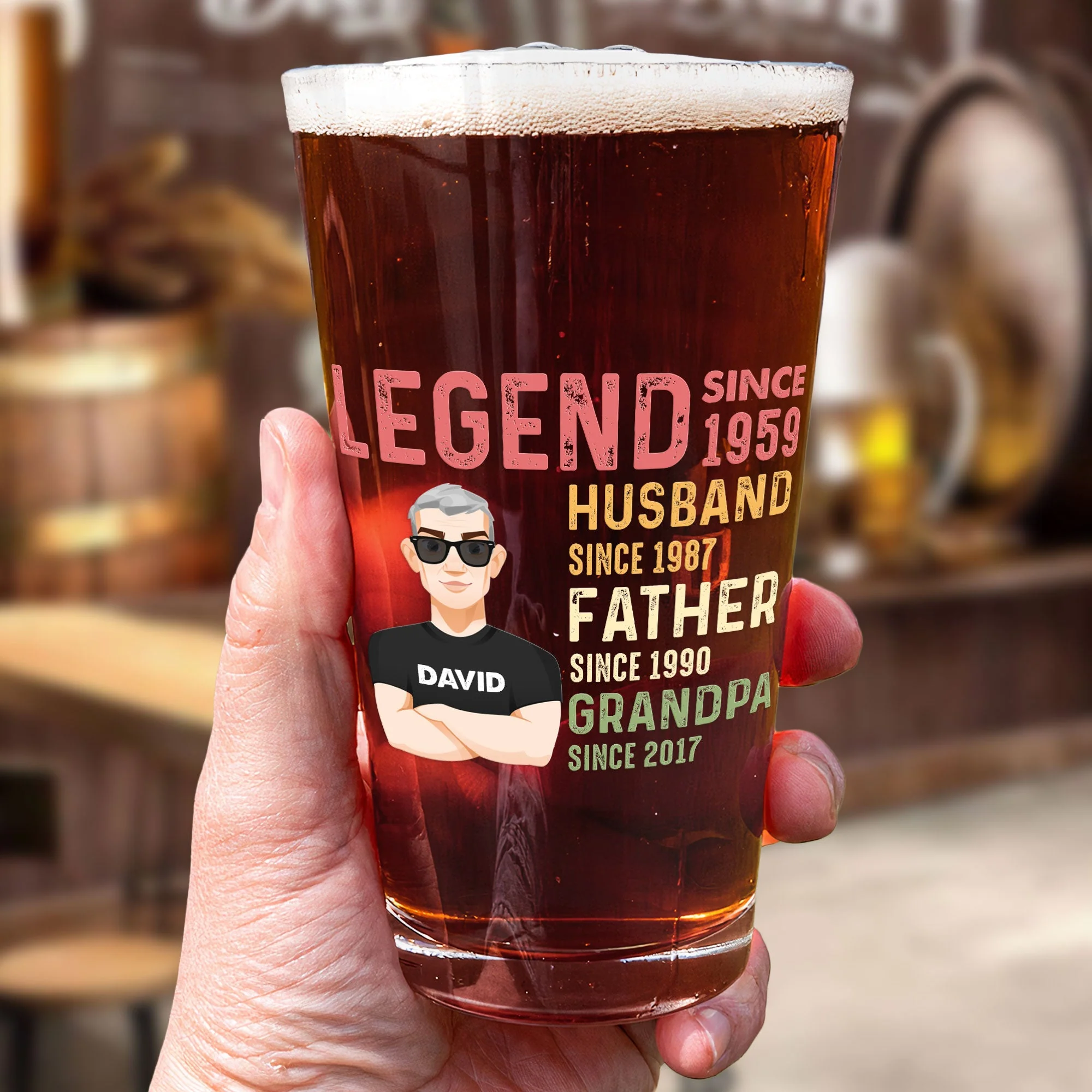 Husband Father Legend - Personalized Beer Glass