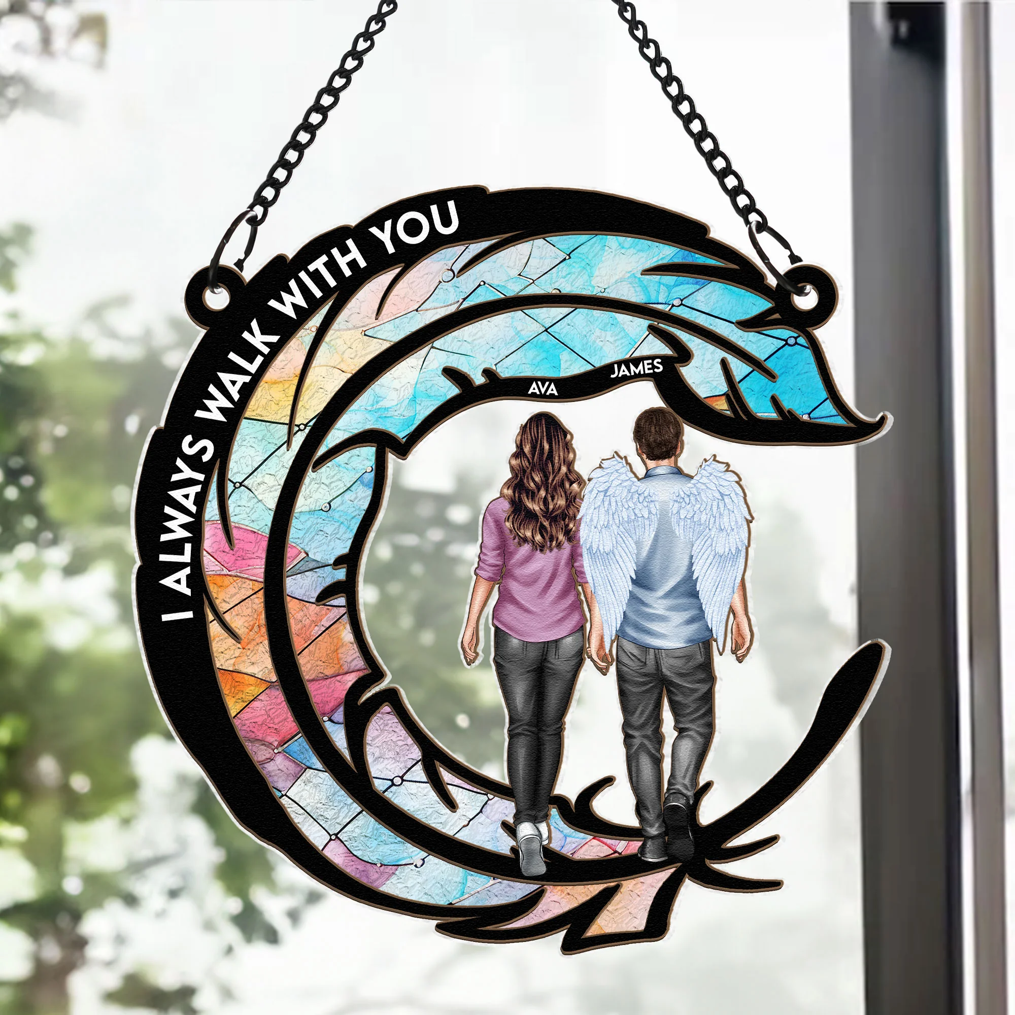 I Always Walk With You - Personalized Window Hanging Suncatcher Ornament - Image 4