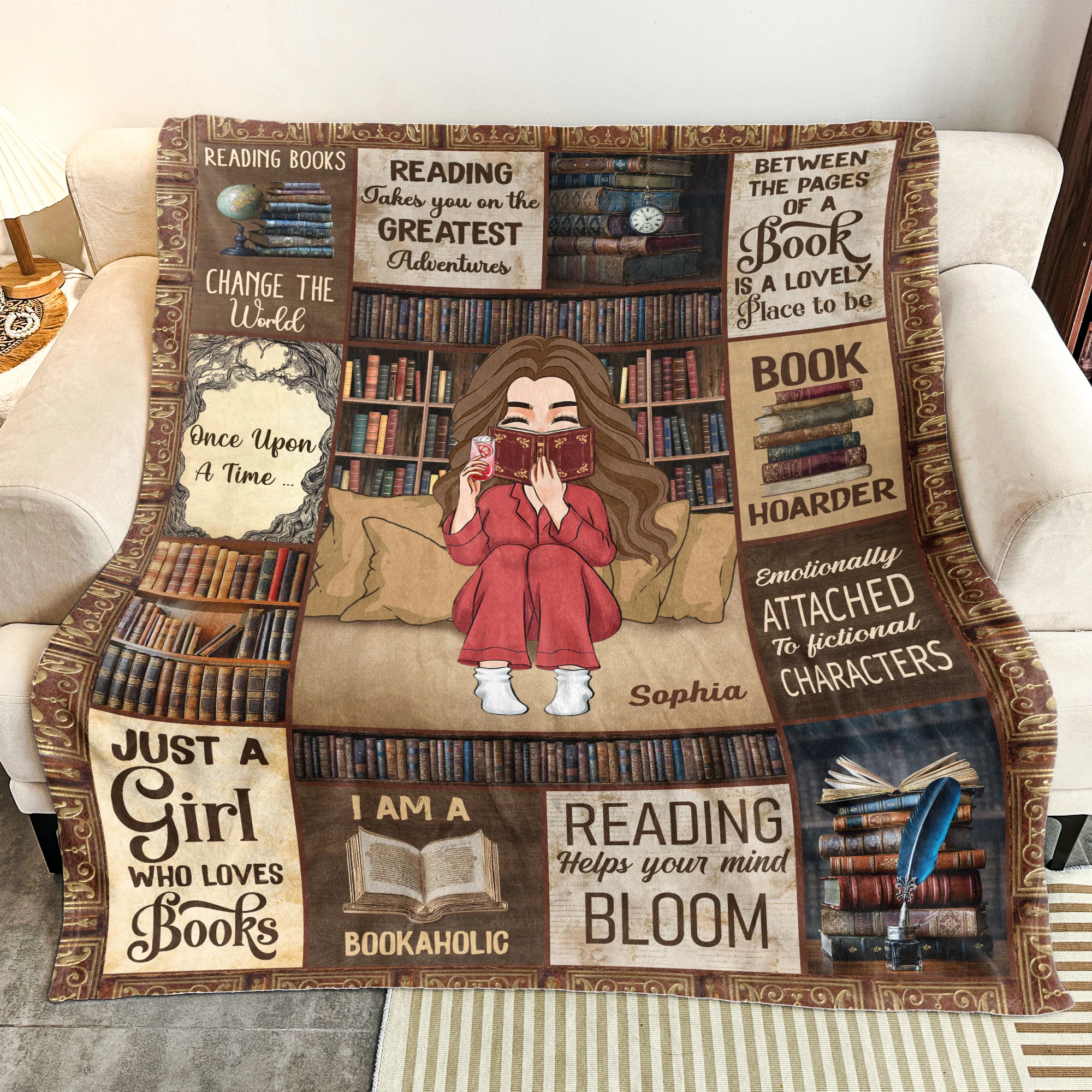 I Am A Bookaholic - Personalized Blanket - Image 3